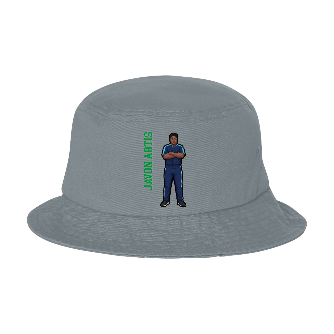 Bucket Cap — Name Vertical in Grey