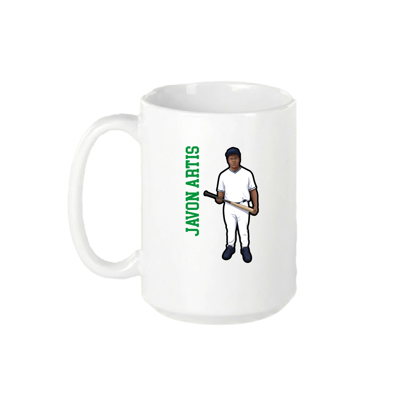 15oz Coffee Mug — Name Vertical in White