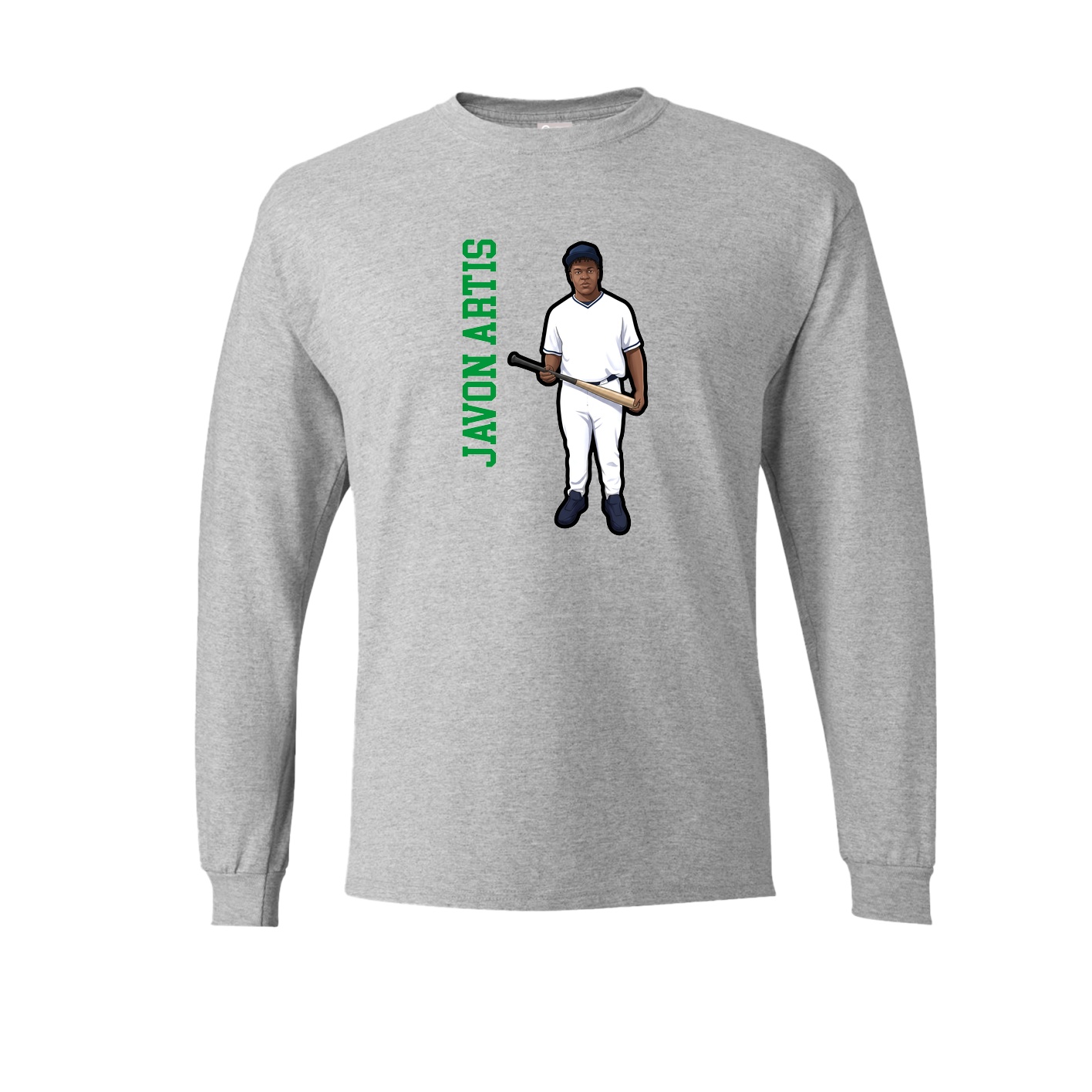 Long Sleeve Tee — Name Vertical in Grey
