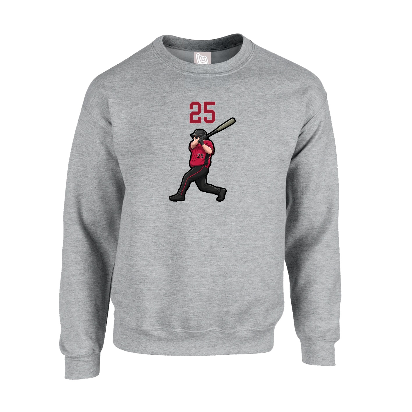Fleece Crew — Number Top in Grey