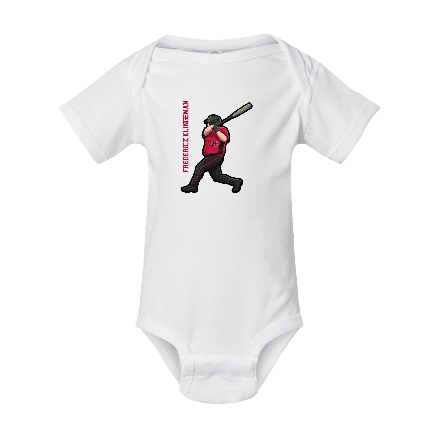Baby Onesie — Name Vertical in White