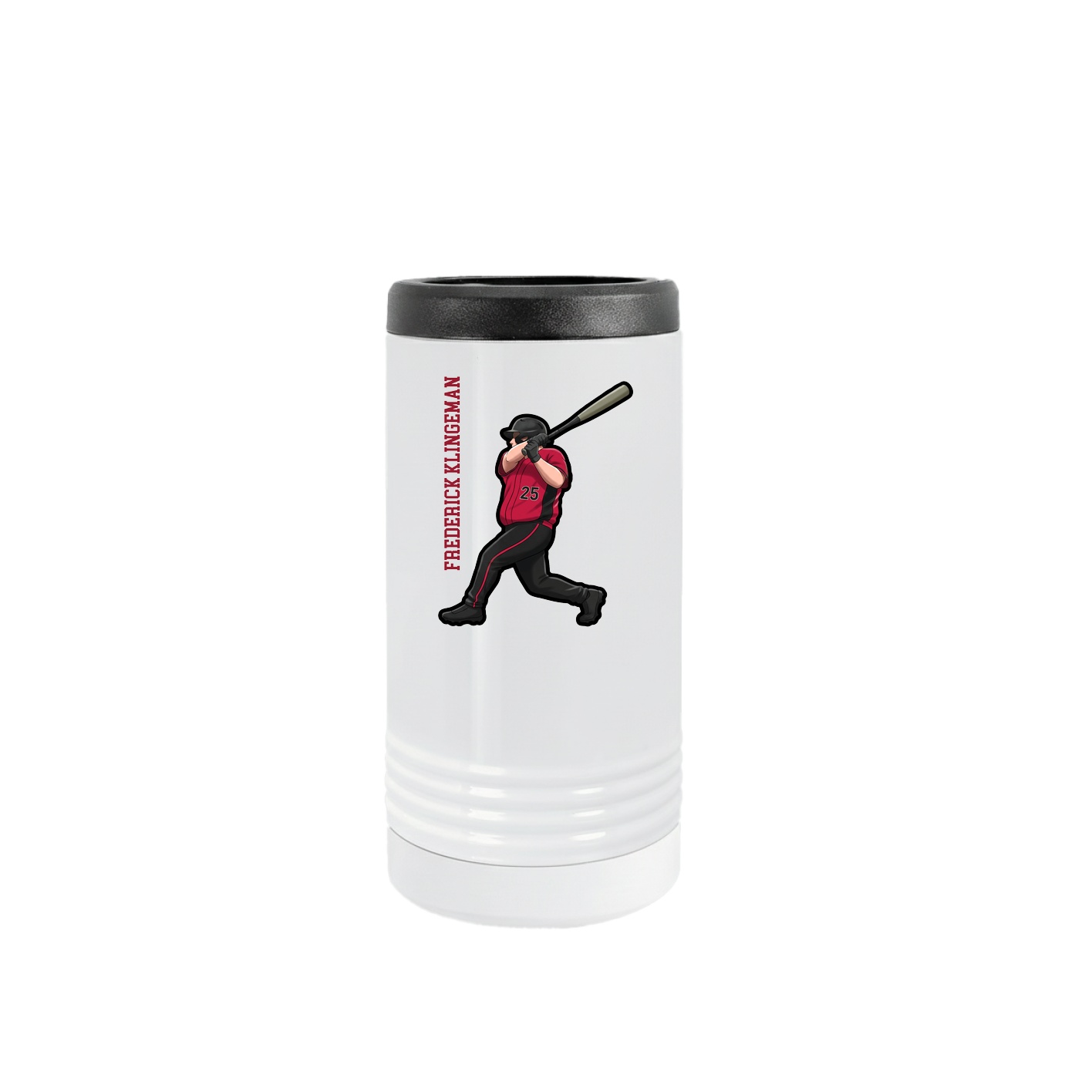 Slim Beverage Holder — Name Vertical in White