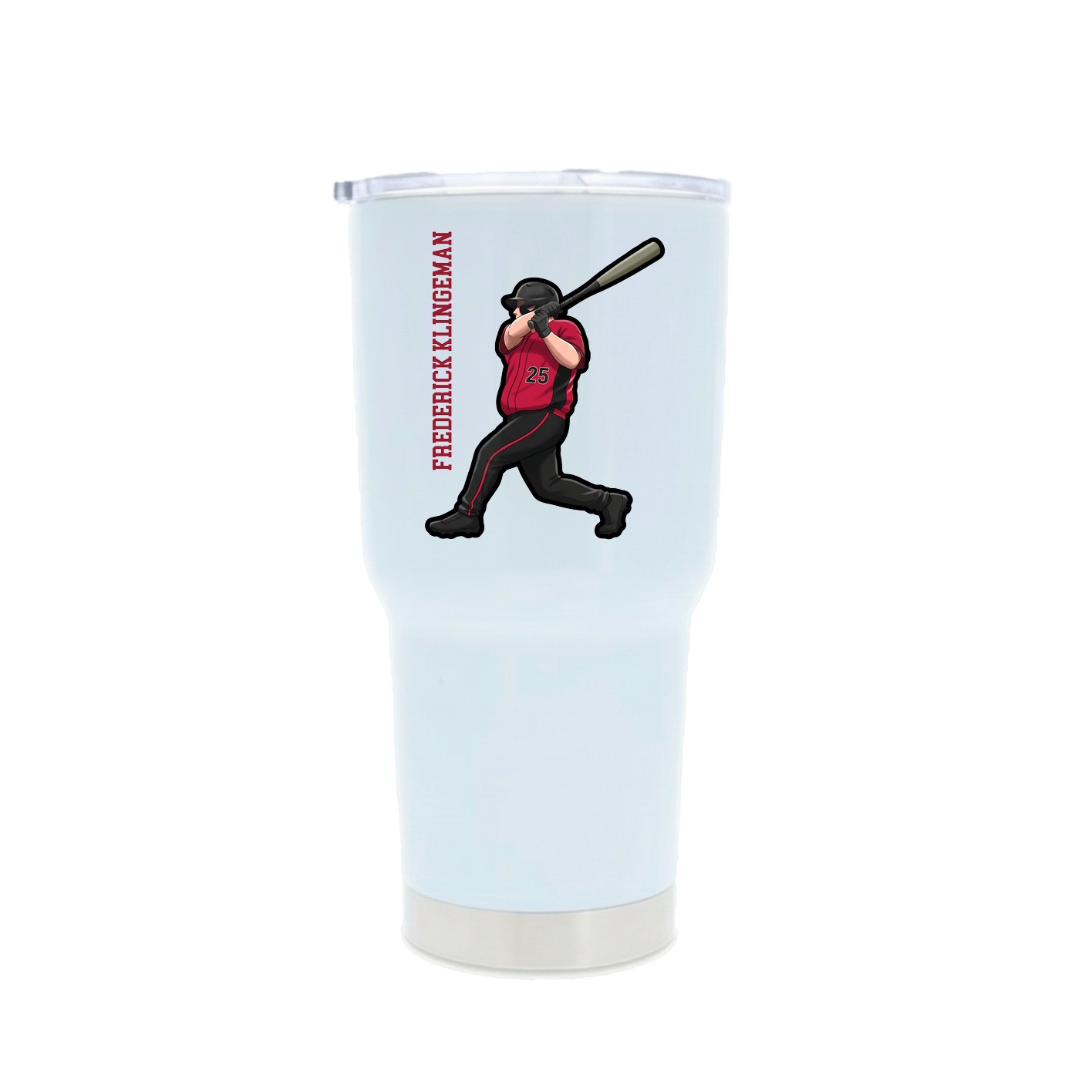 30oz Stainless Steel Tumbler — Name Vertical in White