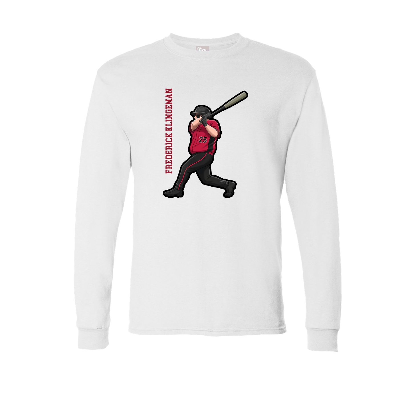 Long Sleeve Tee — Name Vertical in White