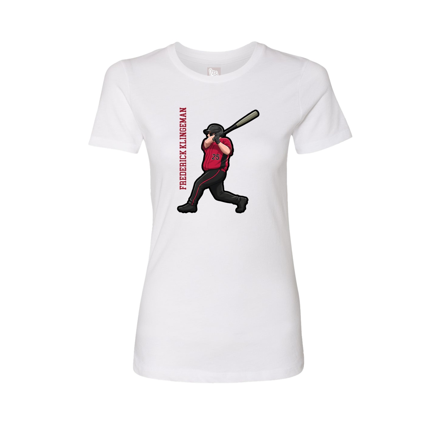 Fitted Women's Tee — Name Vertical in White