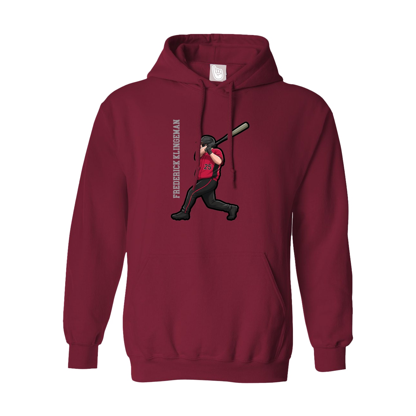 Hoodie — Name Vertical in Cardinal