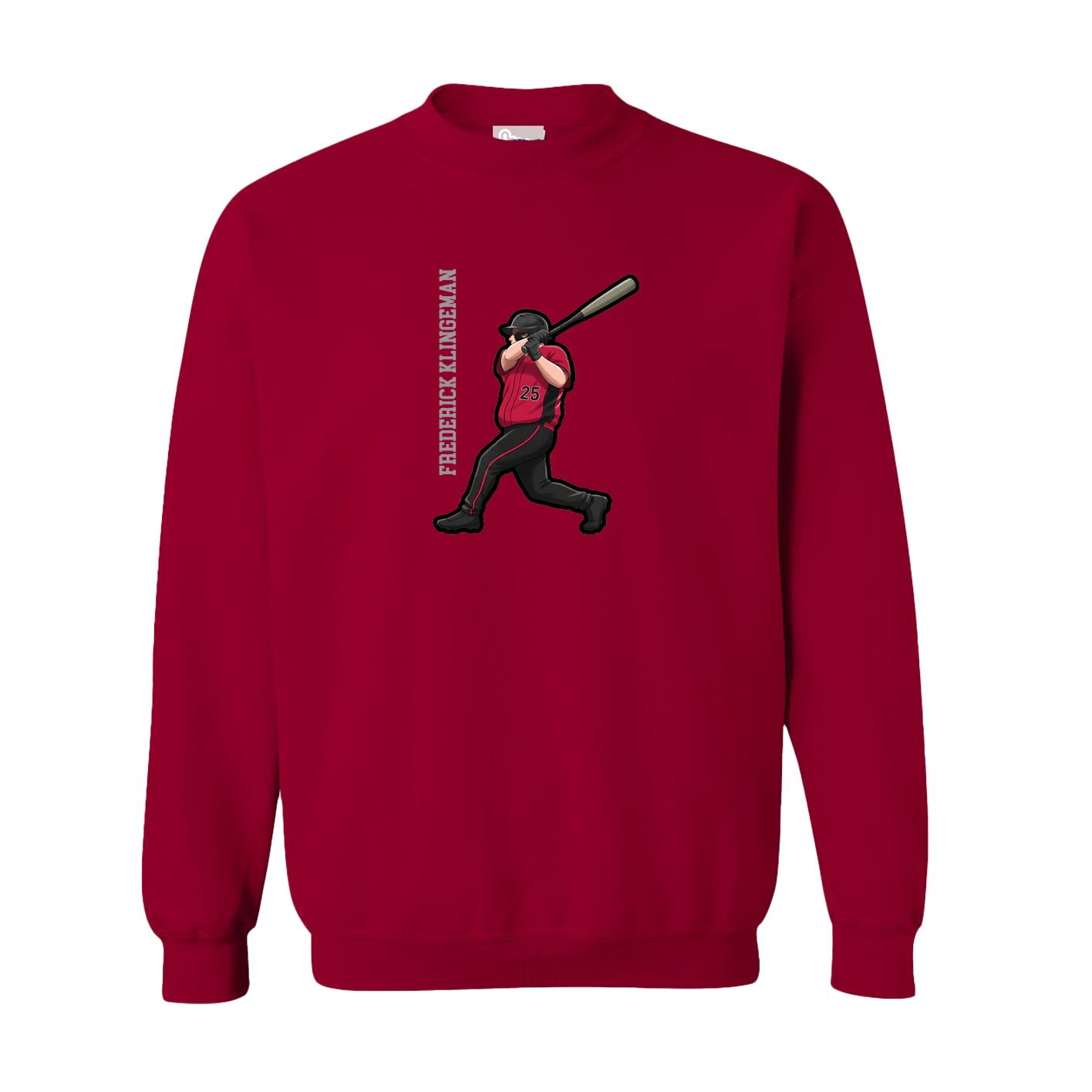 Fleece Crew — Name Vertical in Cardinal