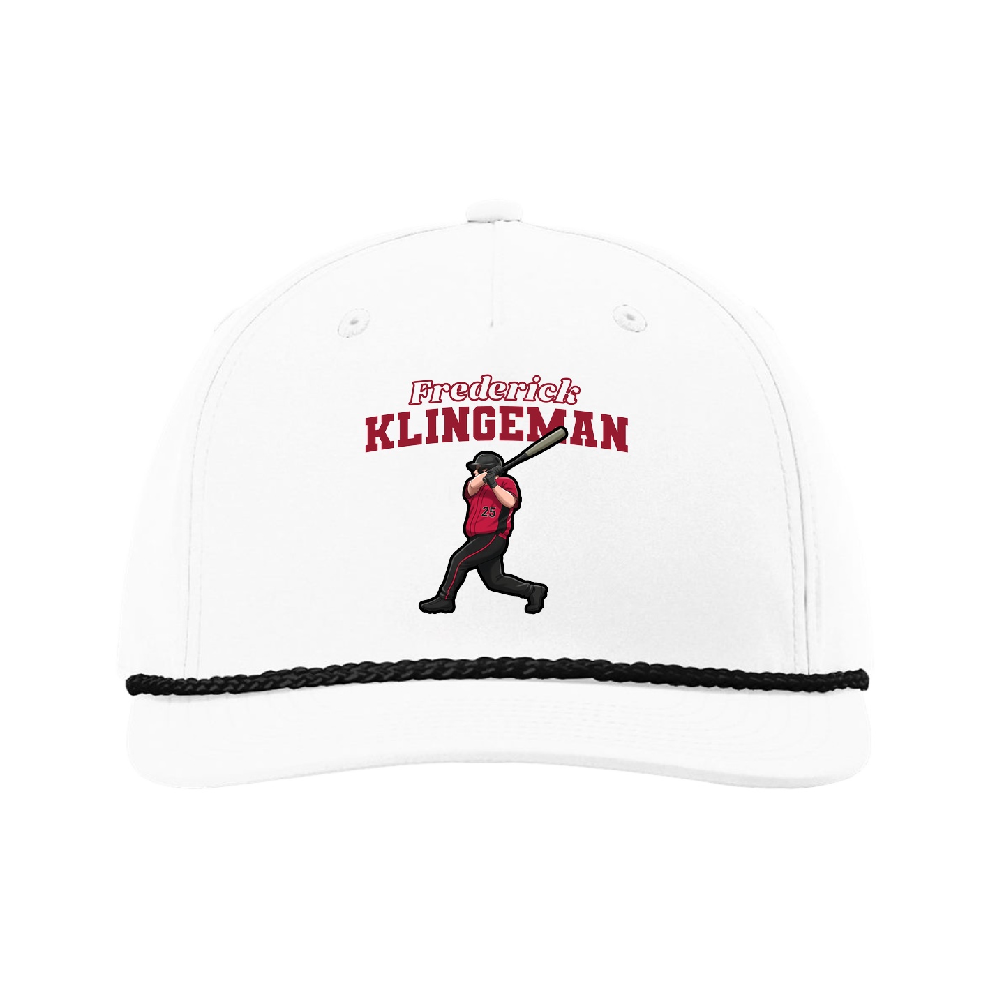 Five-Panel Classic Rope Cap — Name Arch in White