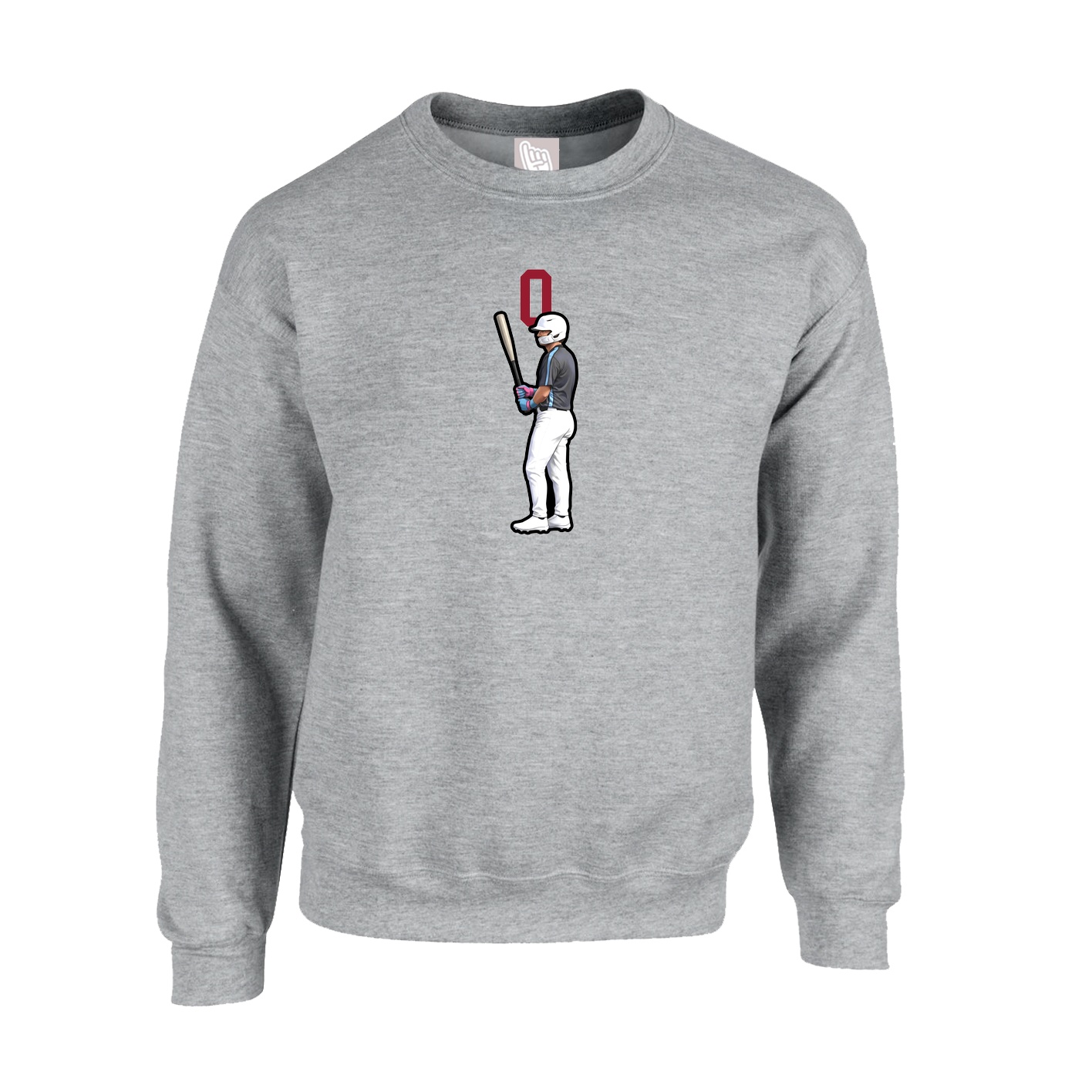 Fleece Crew — Number Top in Grey