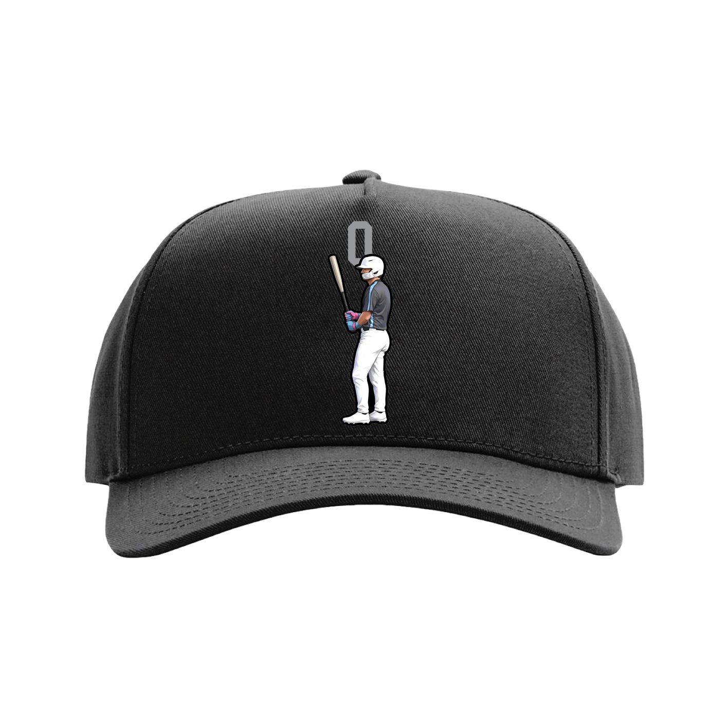 Full Fabric Five-Panel Champ Cap — Number Top in Black