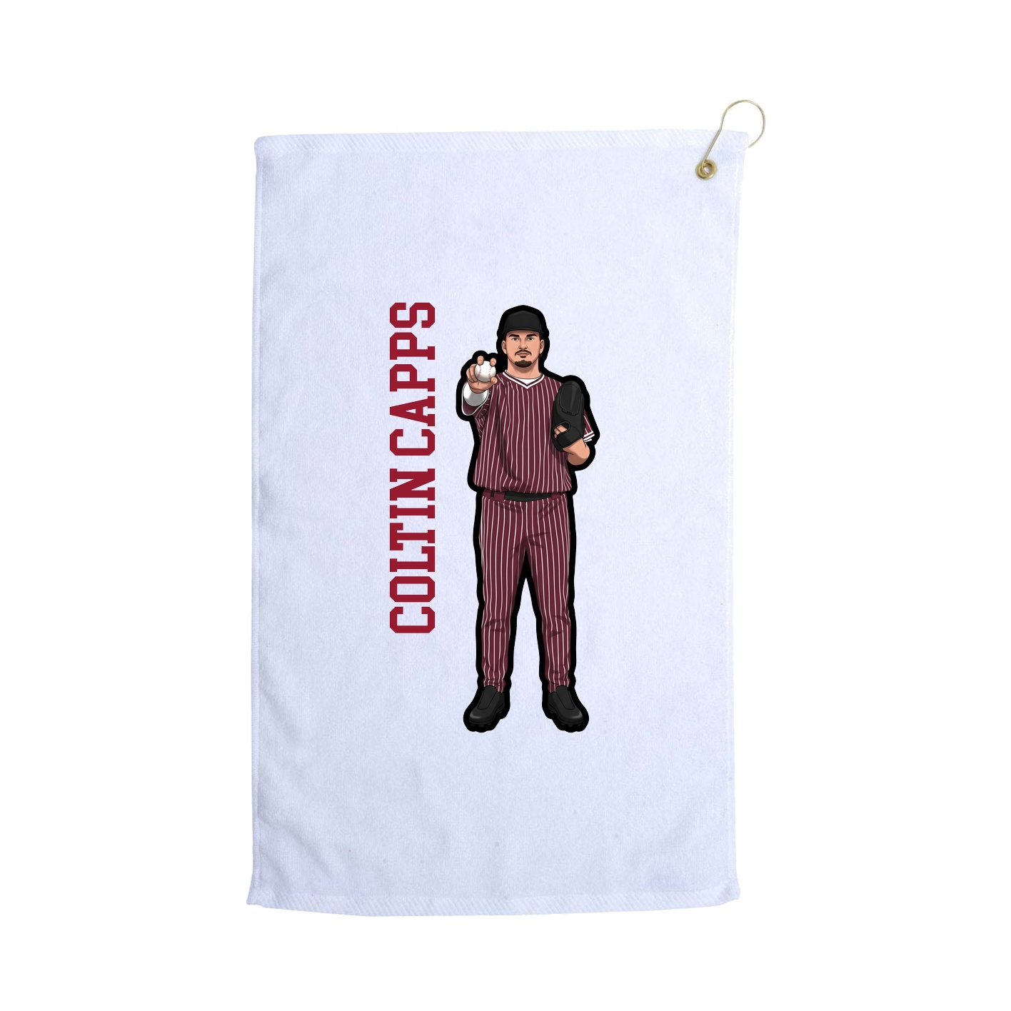 Golf Towel — Name Vertical in White