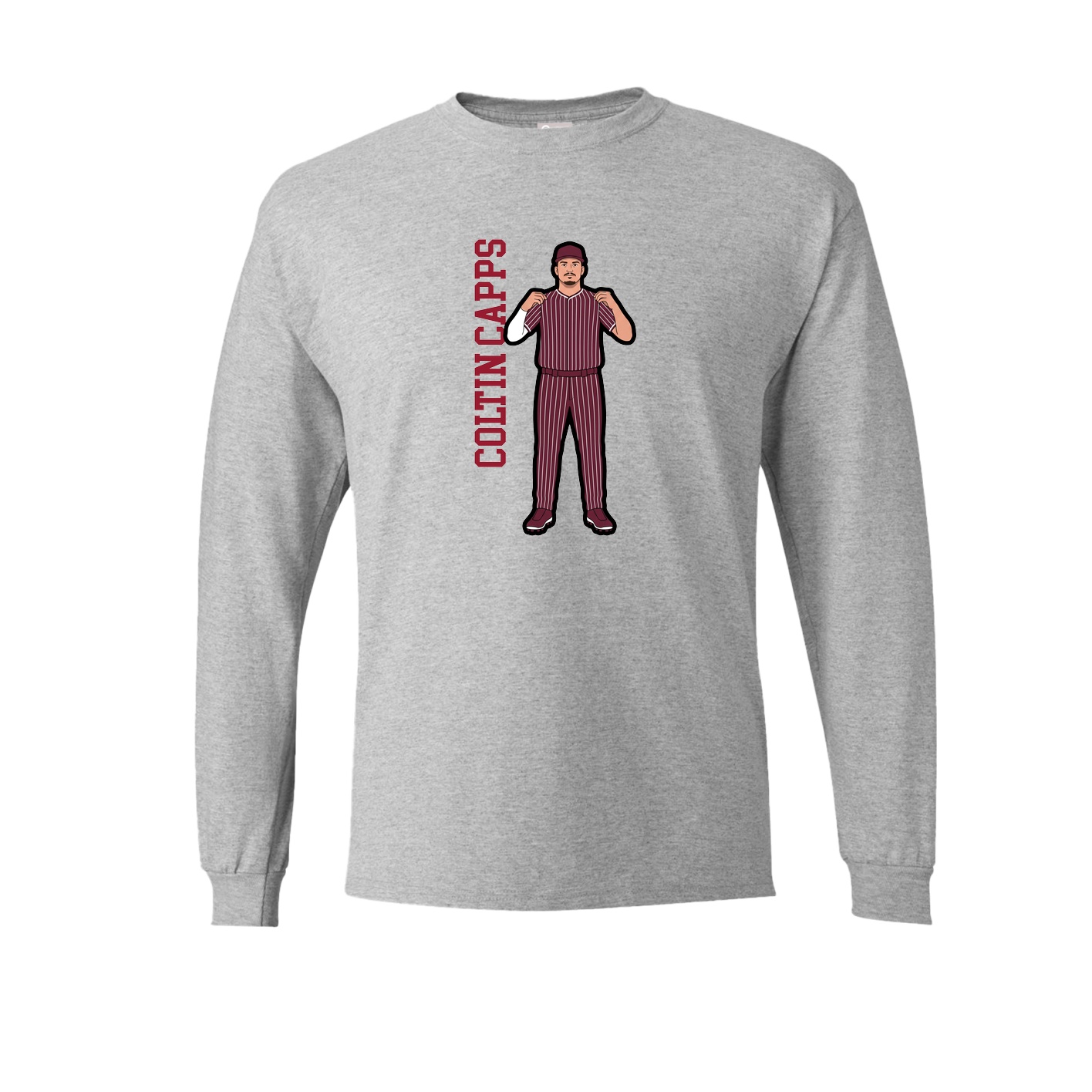 Long Sleeve Tee — Name Vertical in Grey