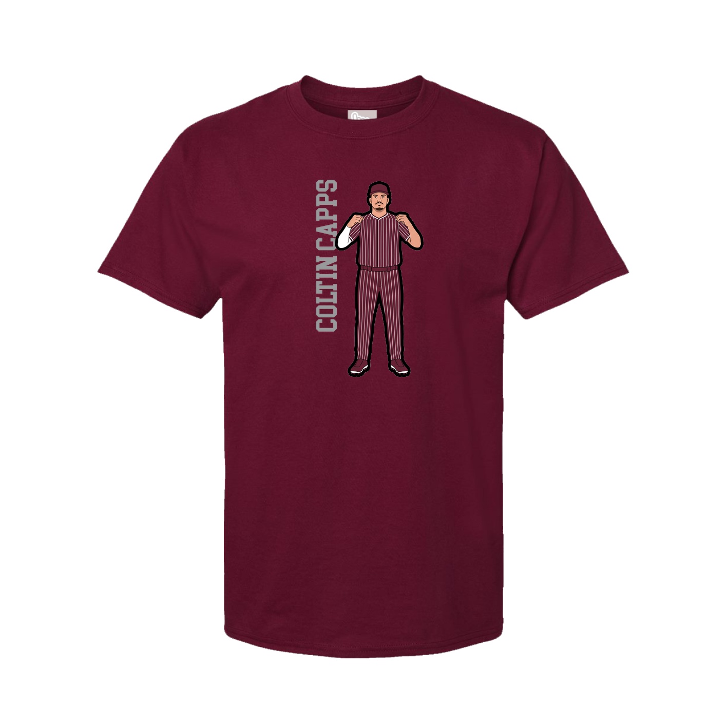 Youth Tee — Name Vertical in Cardinal