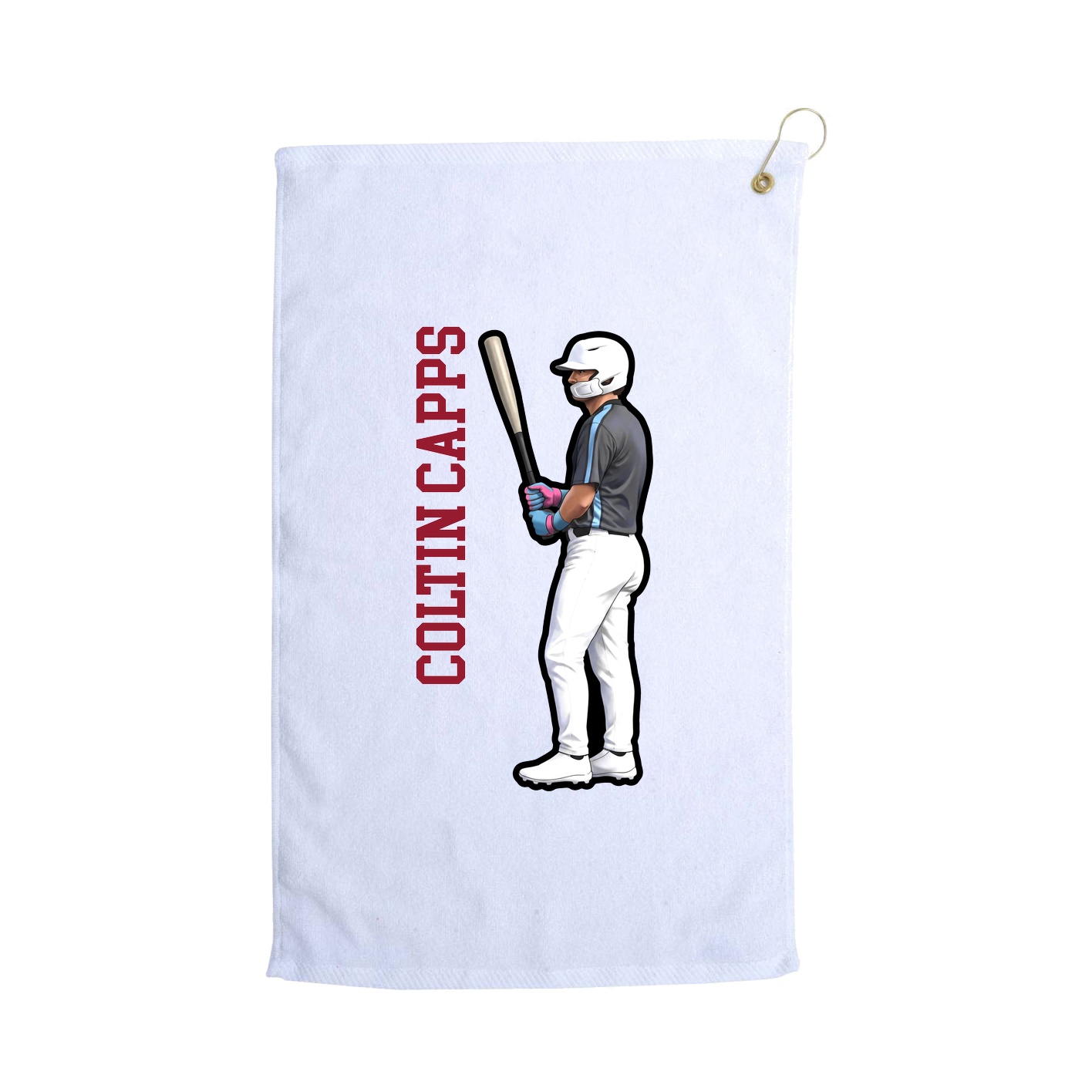 Golf Towel — Name Vertical in White