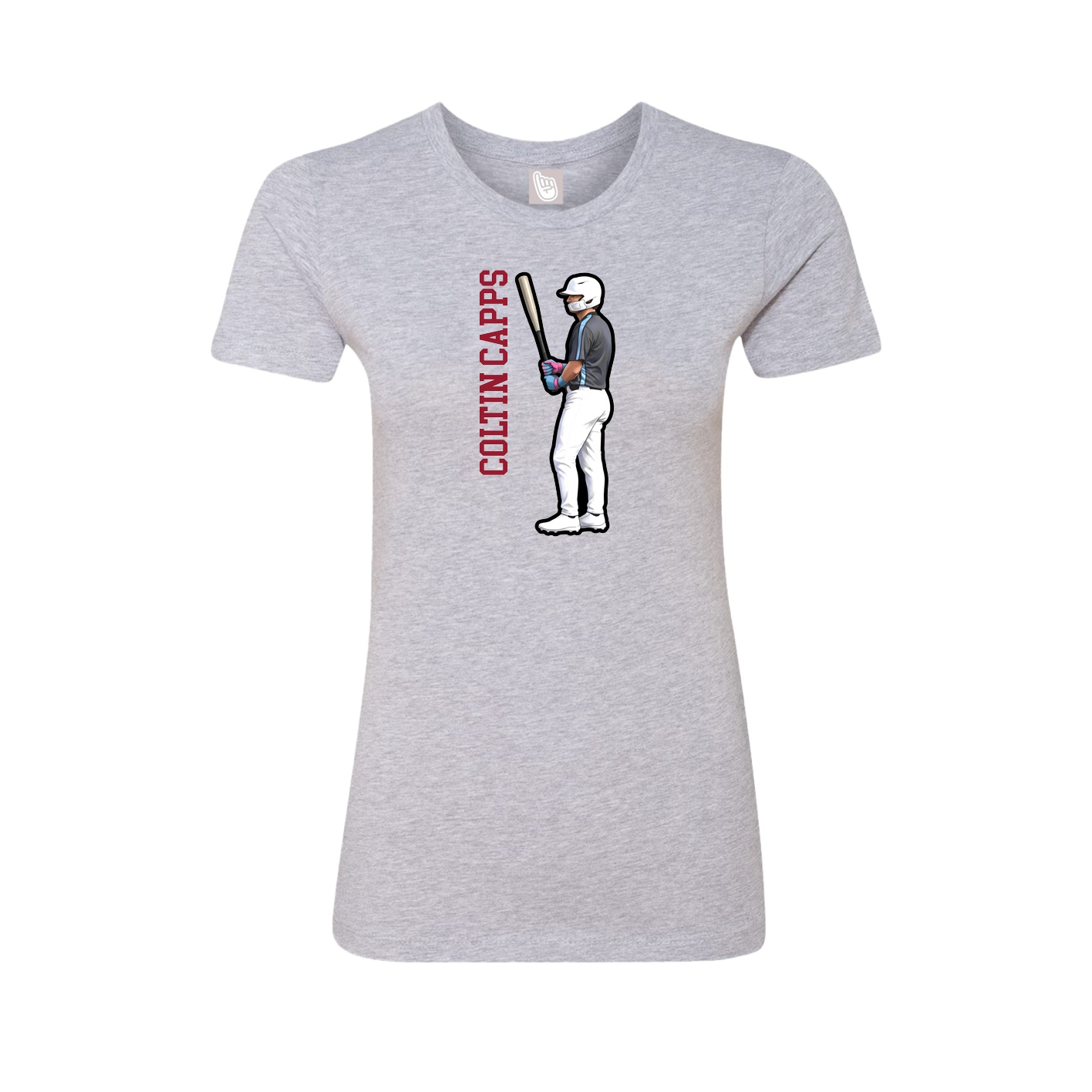 Fitted Women's Tee — Name Vertical in Grey