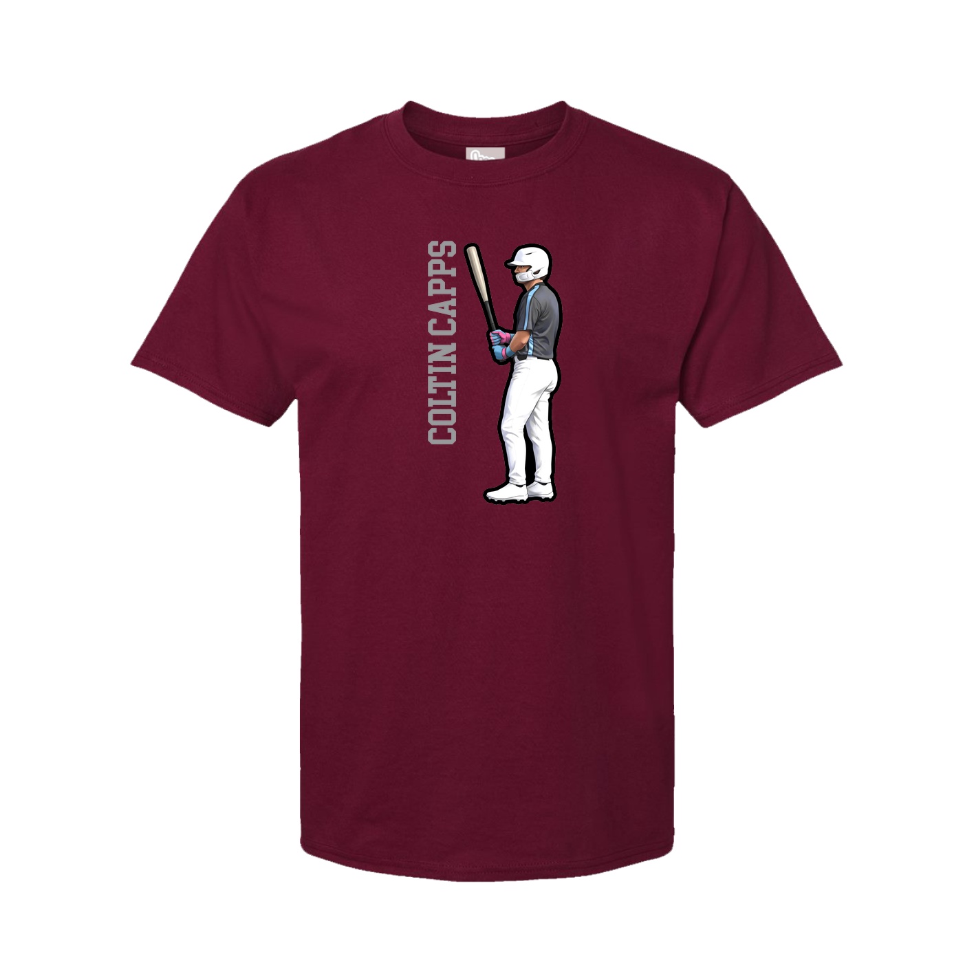 Youth Tee — Name Vertical in Cardinal