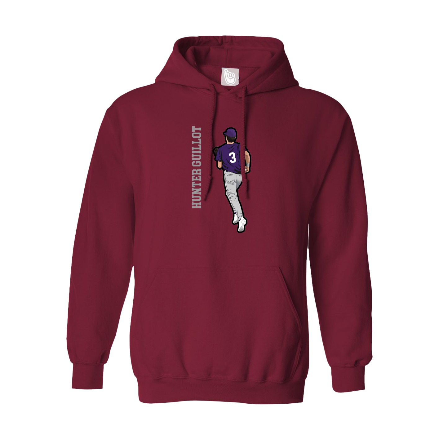 Hoodie — Name Vertical in Cardinal