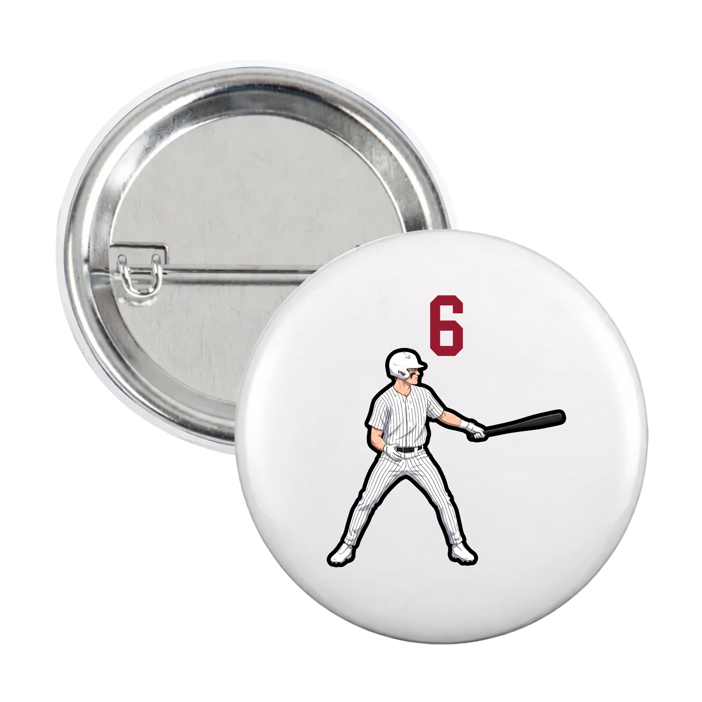 Game Day Button — Number Top in White