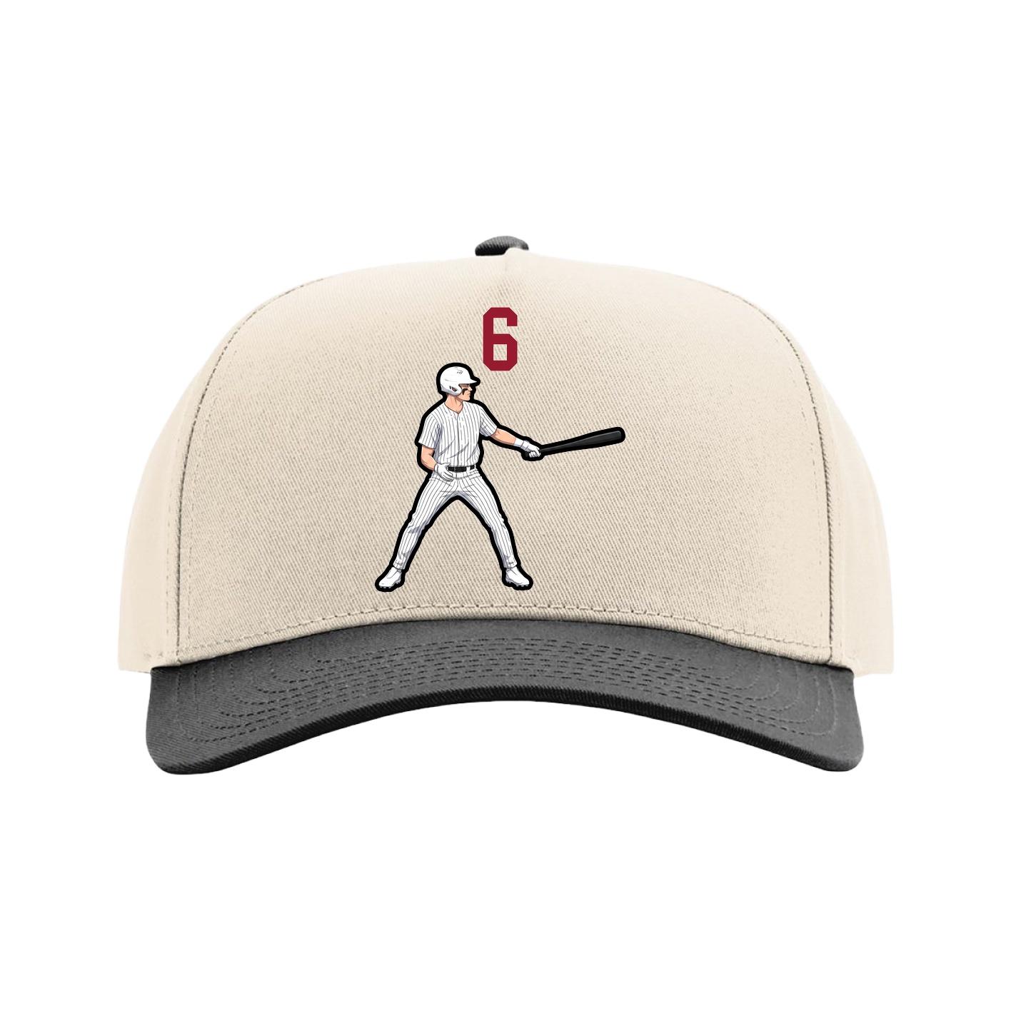 Full Fabric Five-Panel Champ Cap — Number Top in Cream/Black
