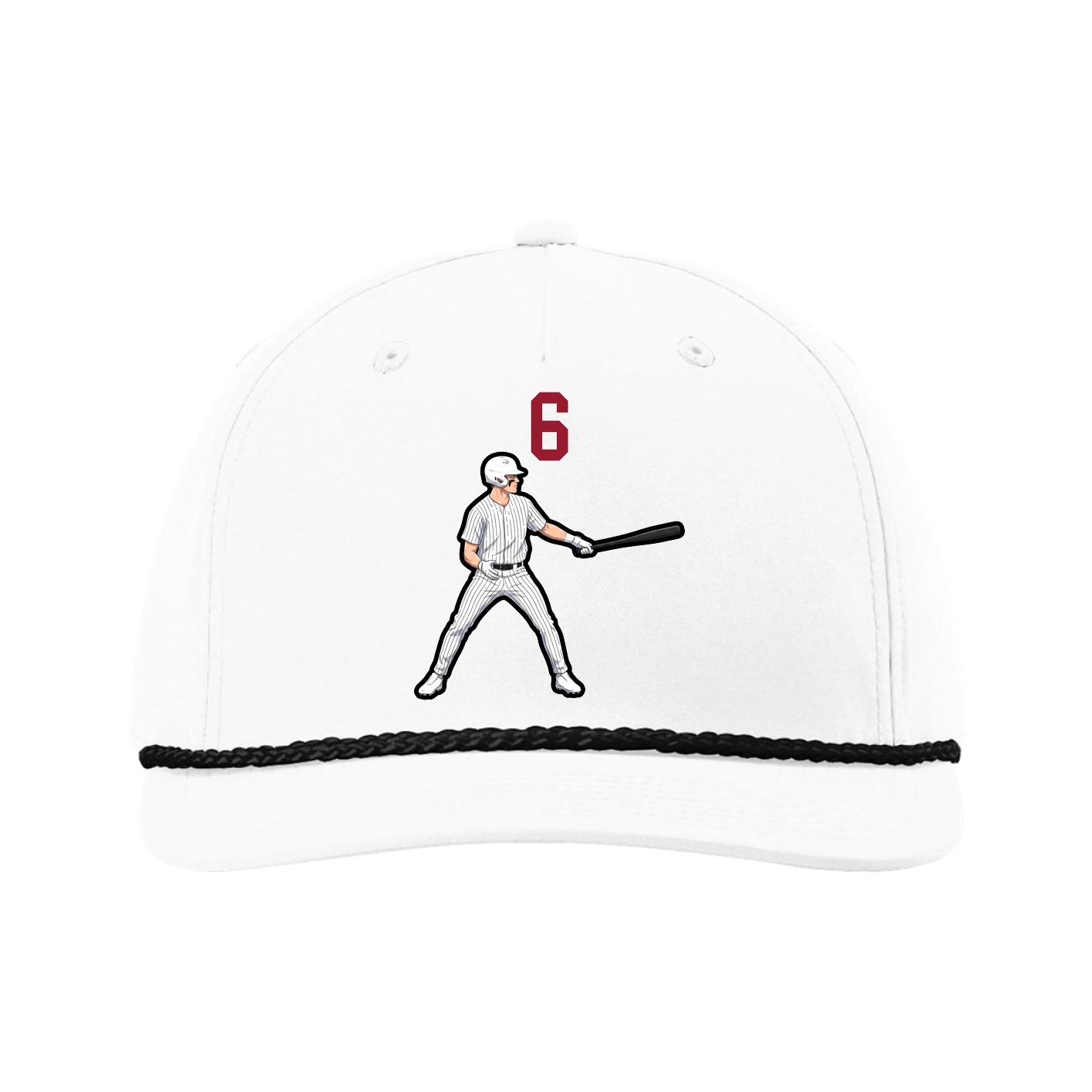Five-Panel Classic Rope Cap — Number Top in White