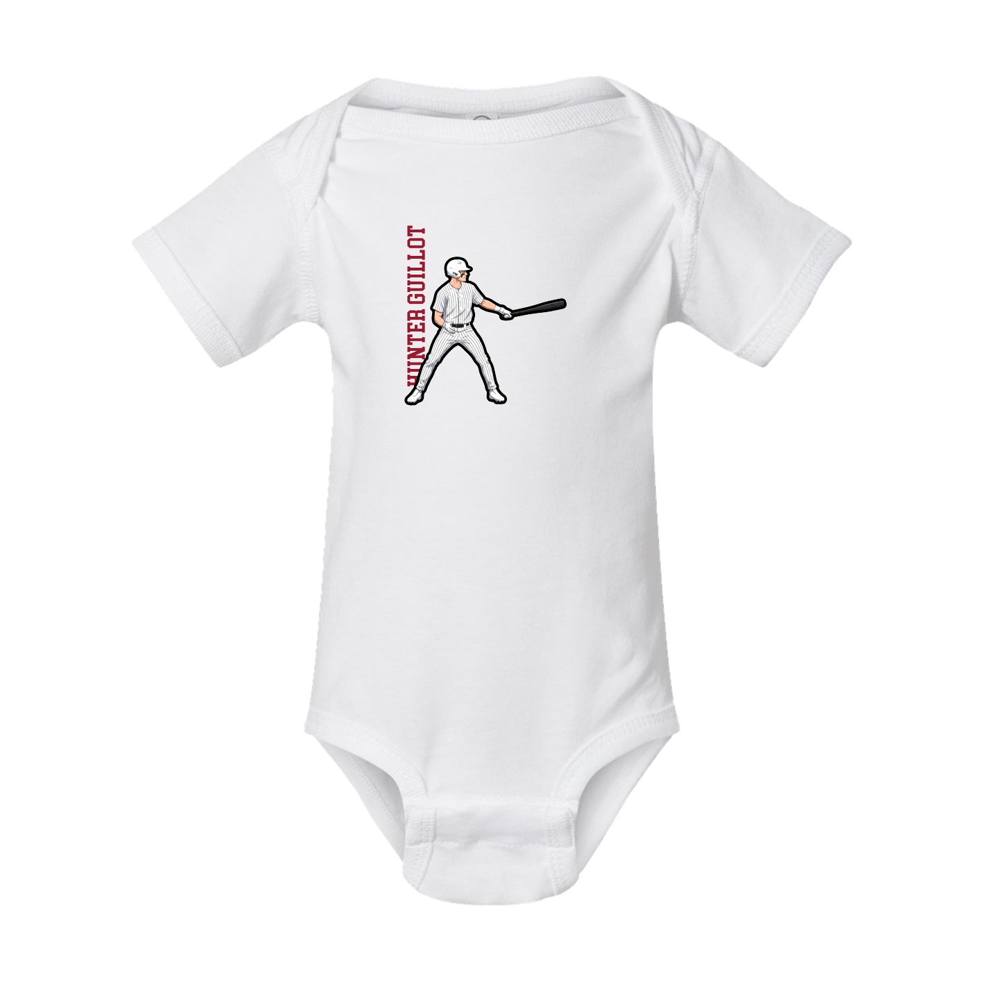 Baby Onesie — Name Vertical in White