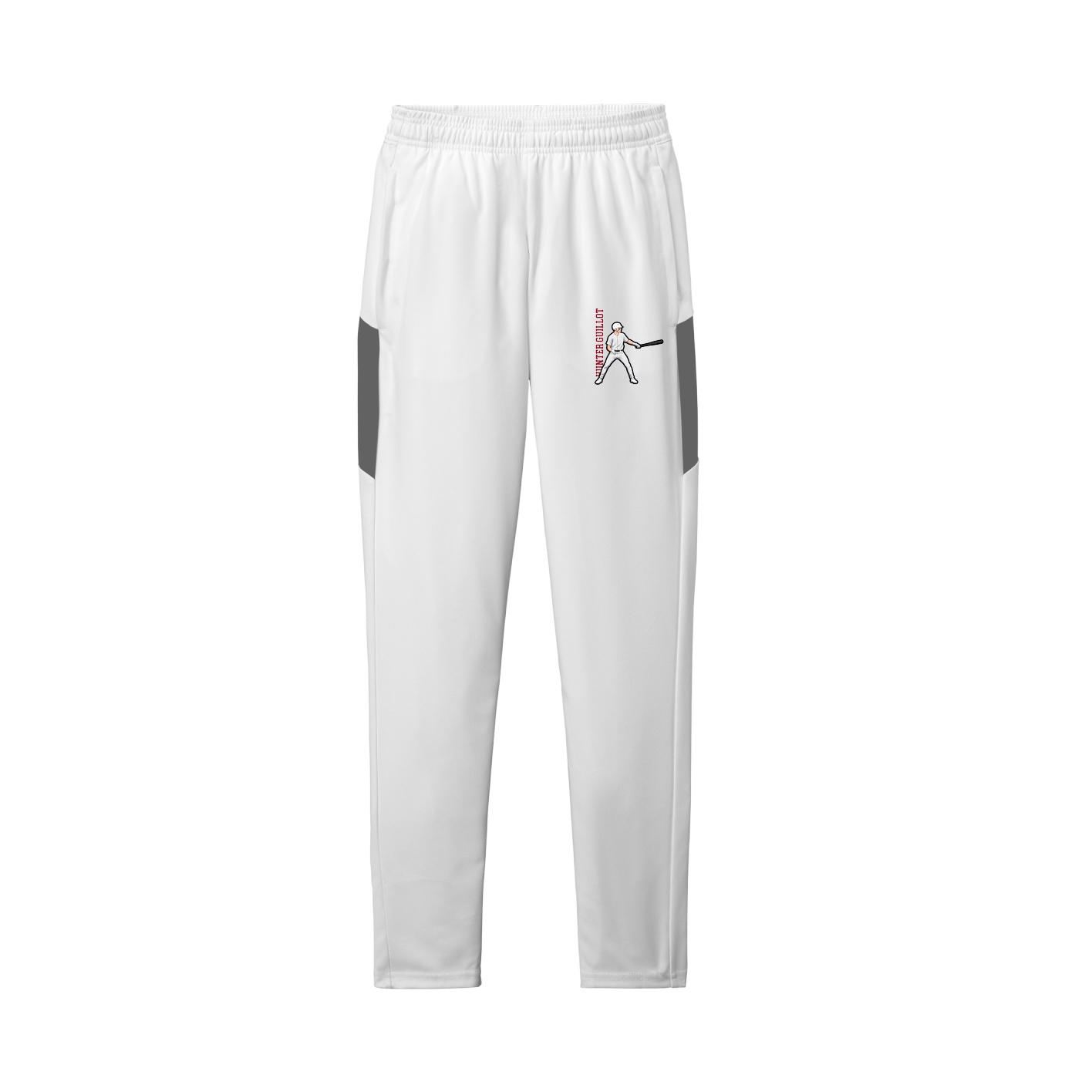 Team Travel Pant — Name Vertical in White/Grey