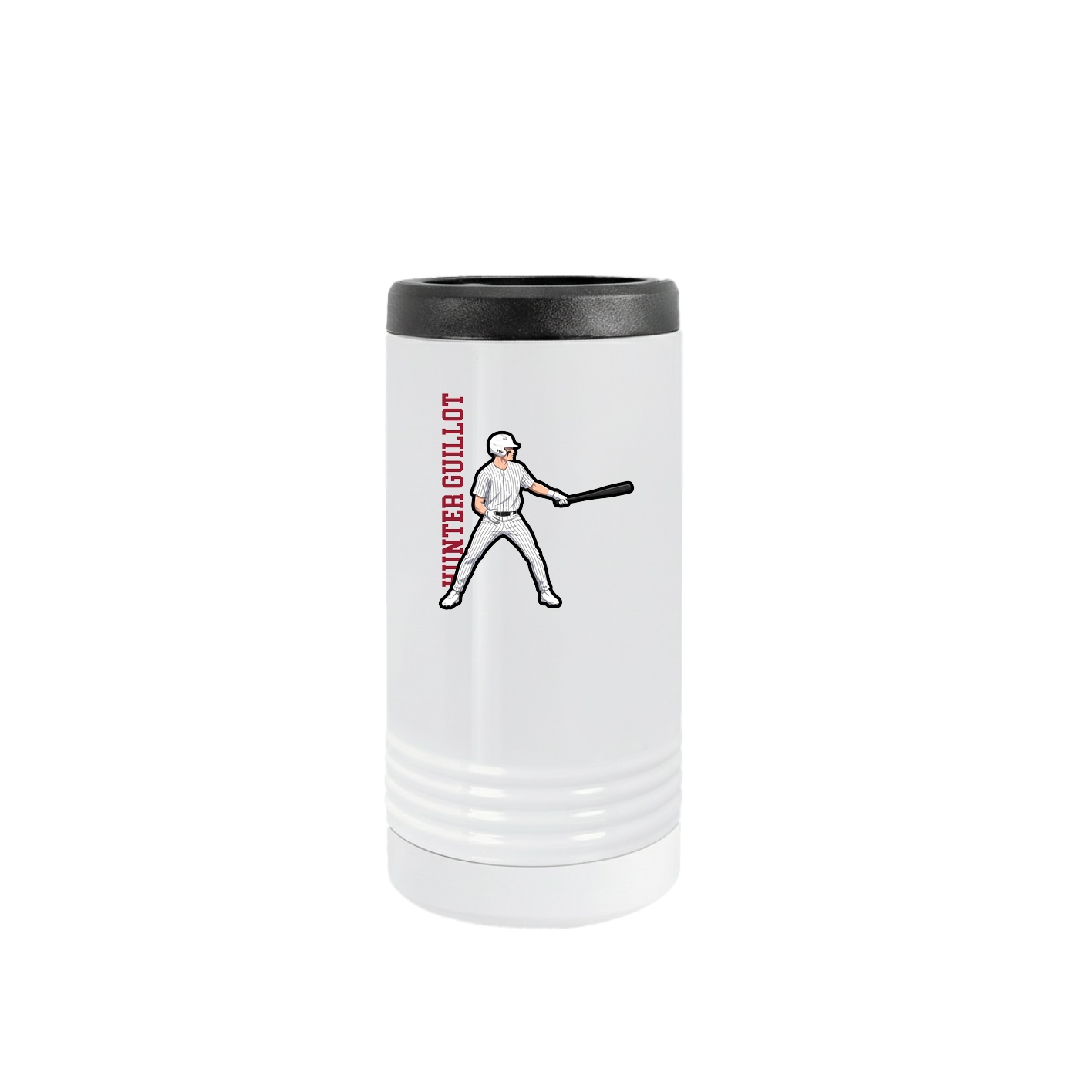 Slim Beverage Holder — Name Vertical in White