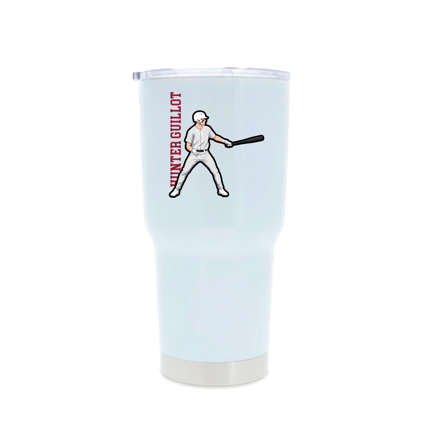 30oz Stainless Steel Tumbler — Name Vertical in White