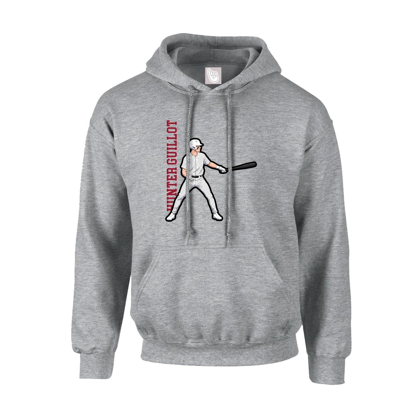 Youth Hoodie — Name Vertical in Grey