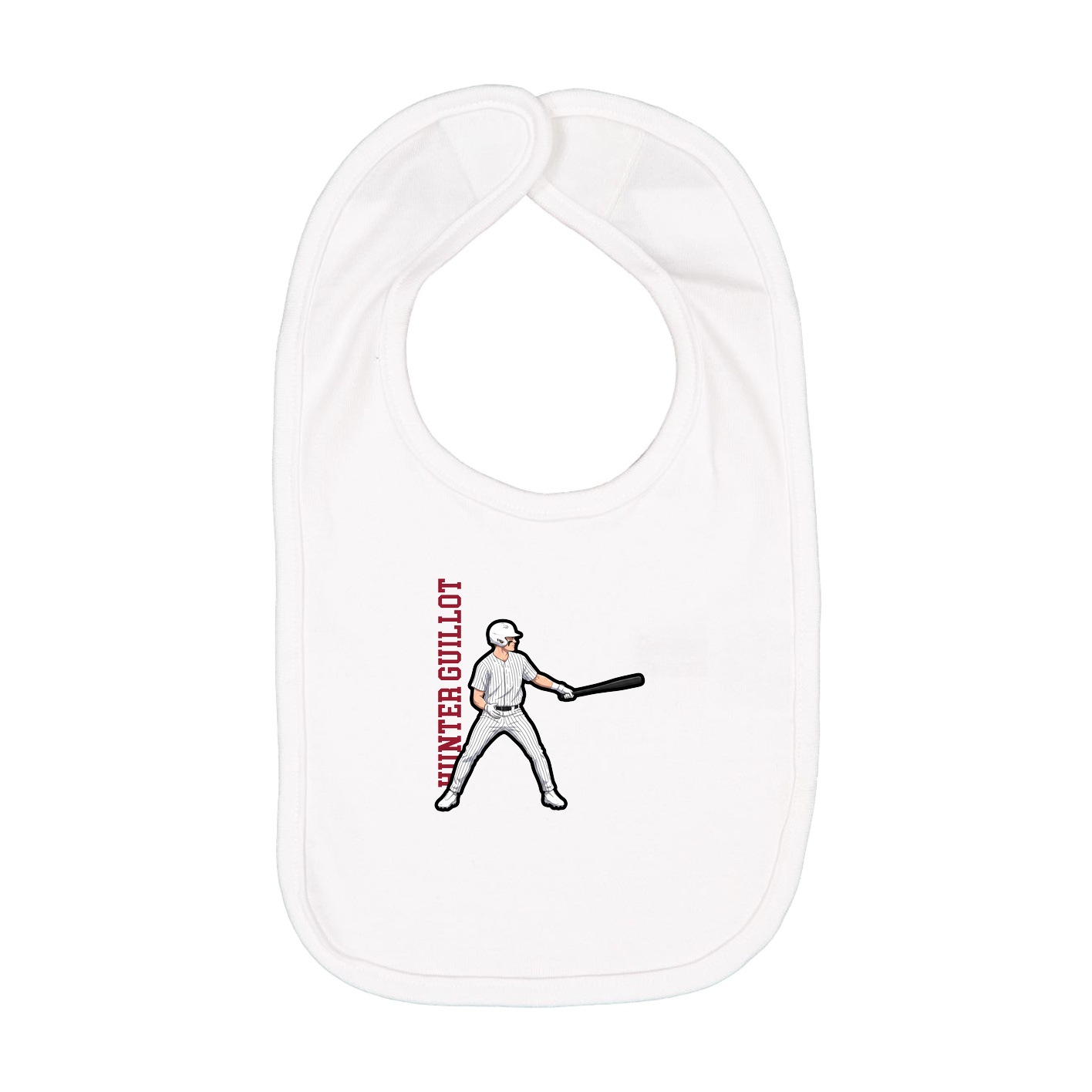 Infant Bib — Name Vertical in White