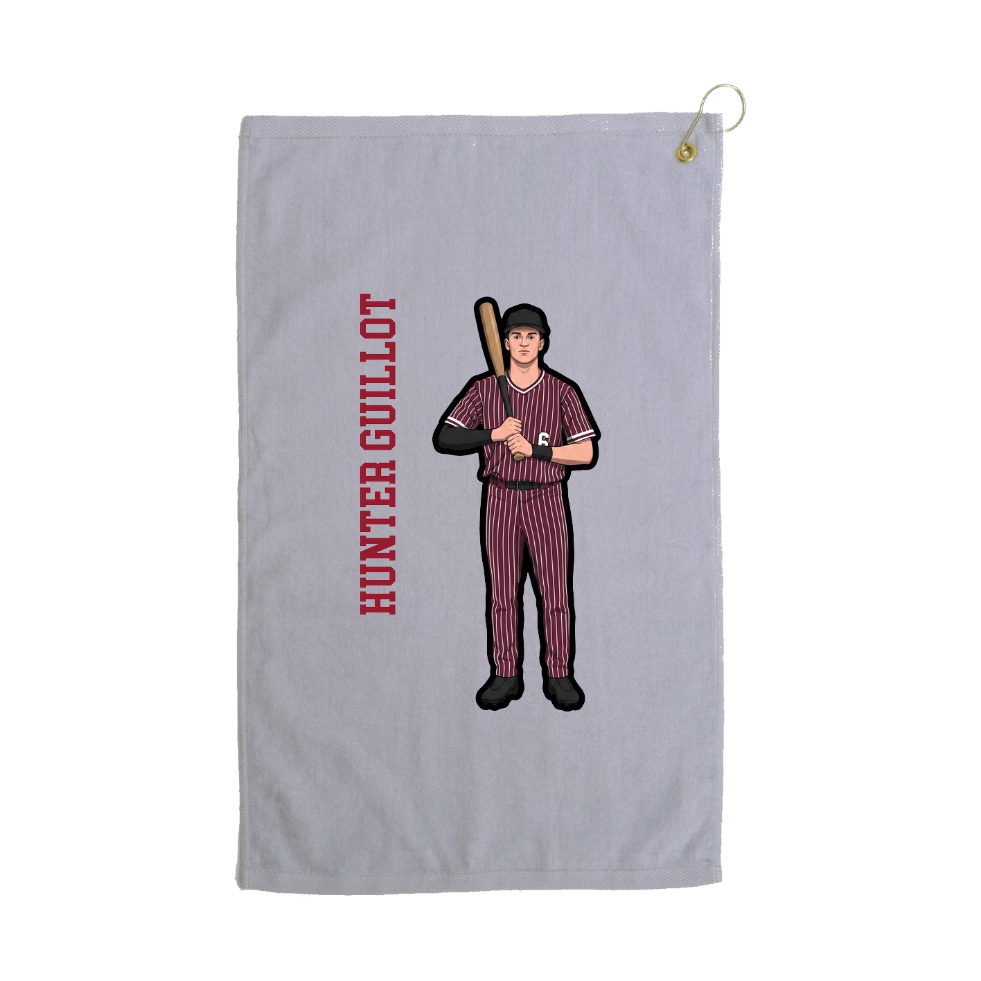 Golf Towel — Name Vertical in Grey