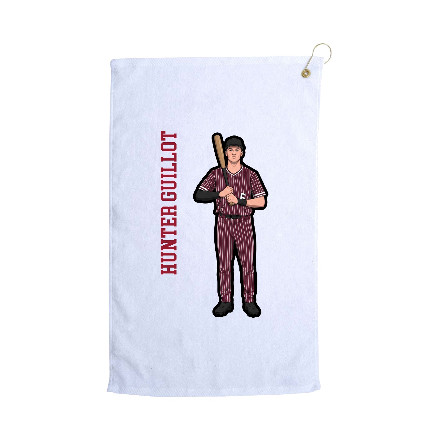 Golf Towel — Name Vertical in White