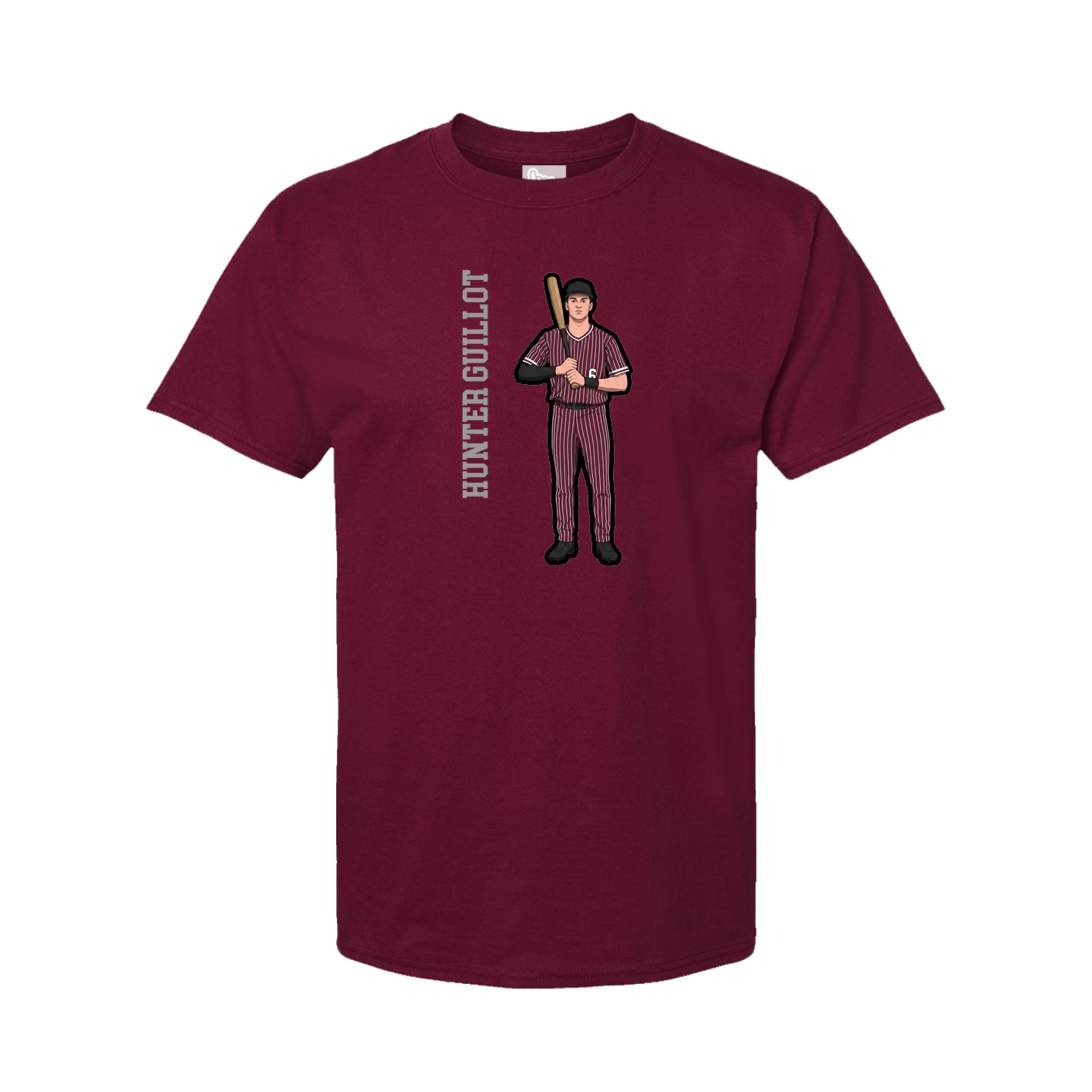Youth Tee — Name Vertical in Cardinal