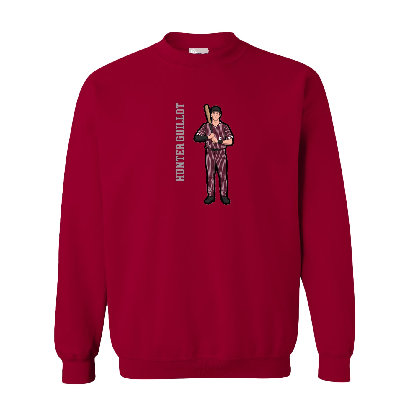 Fleece Crew — Name Vertical in Cardinal