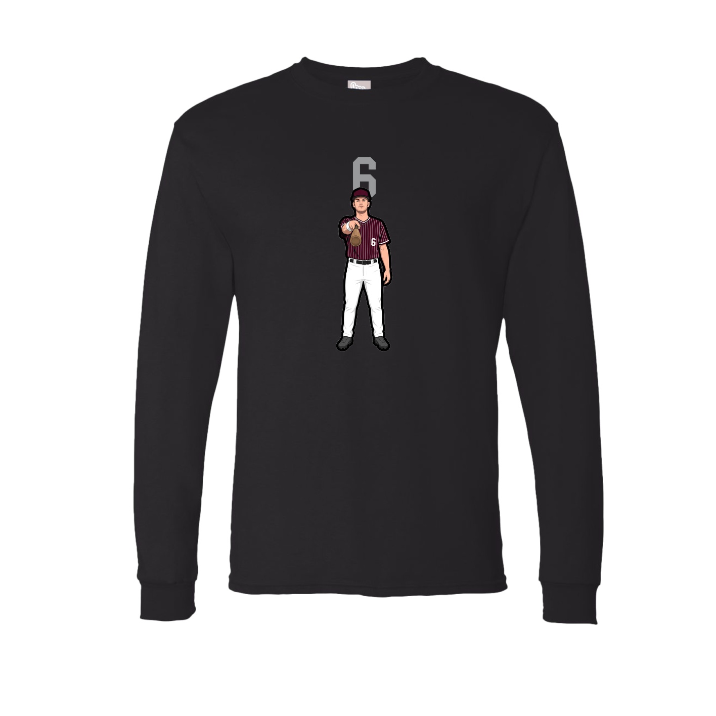 Long Sleeve Tee — Number Top in Black