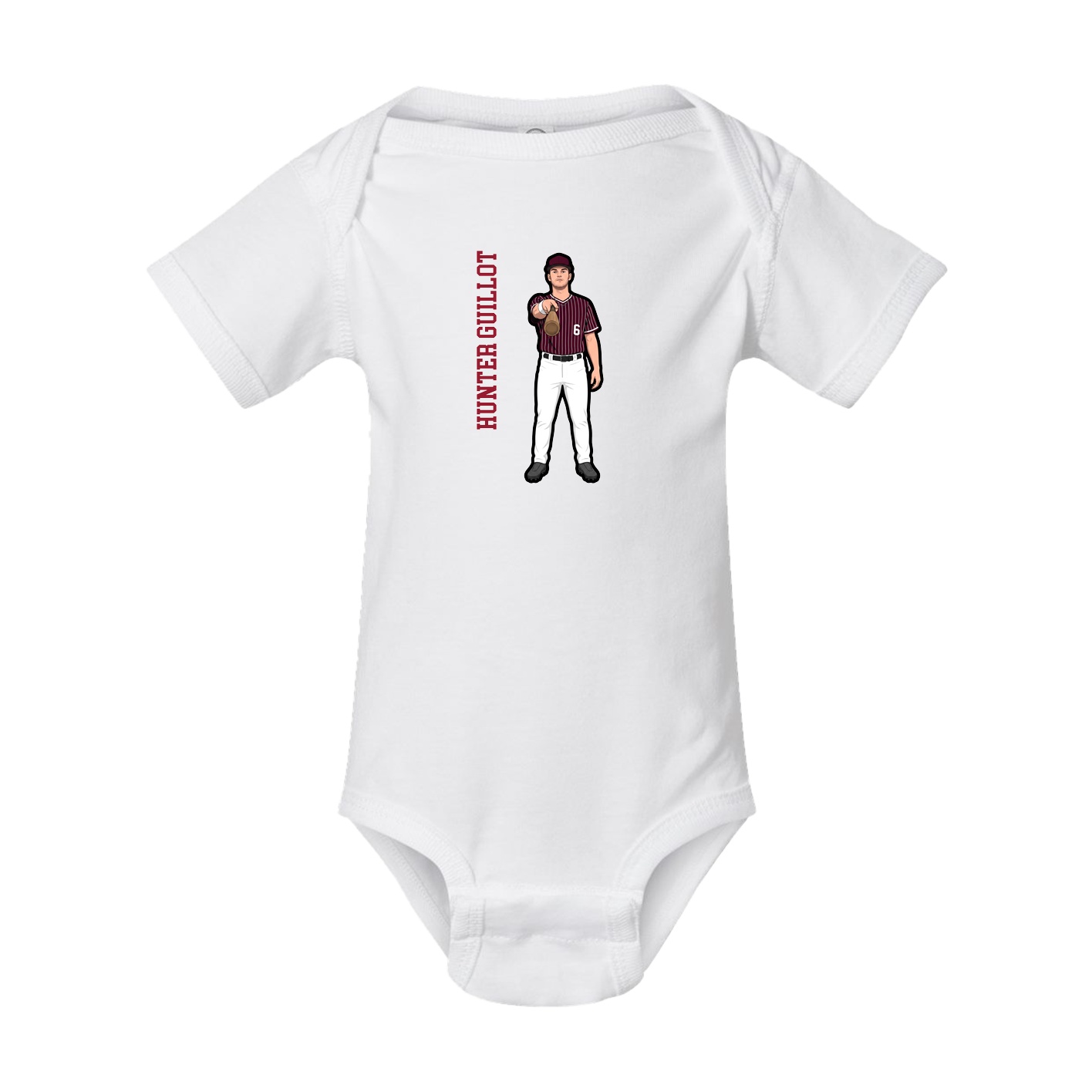 Baby Onesie — Name Vertical in White