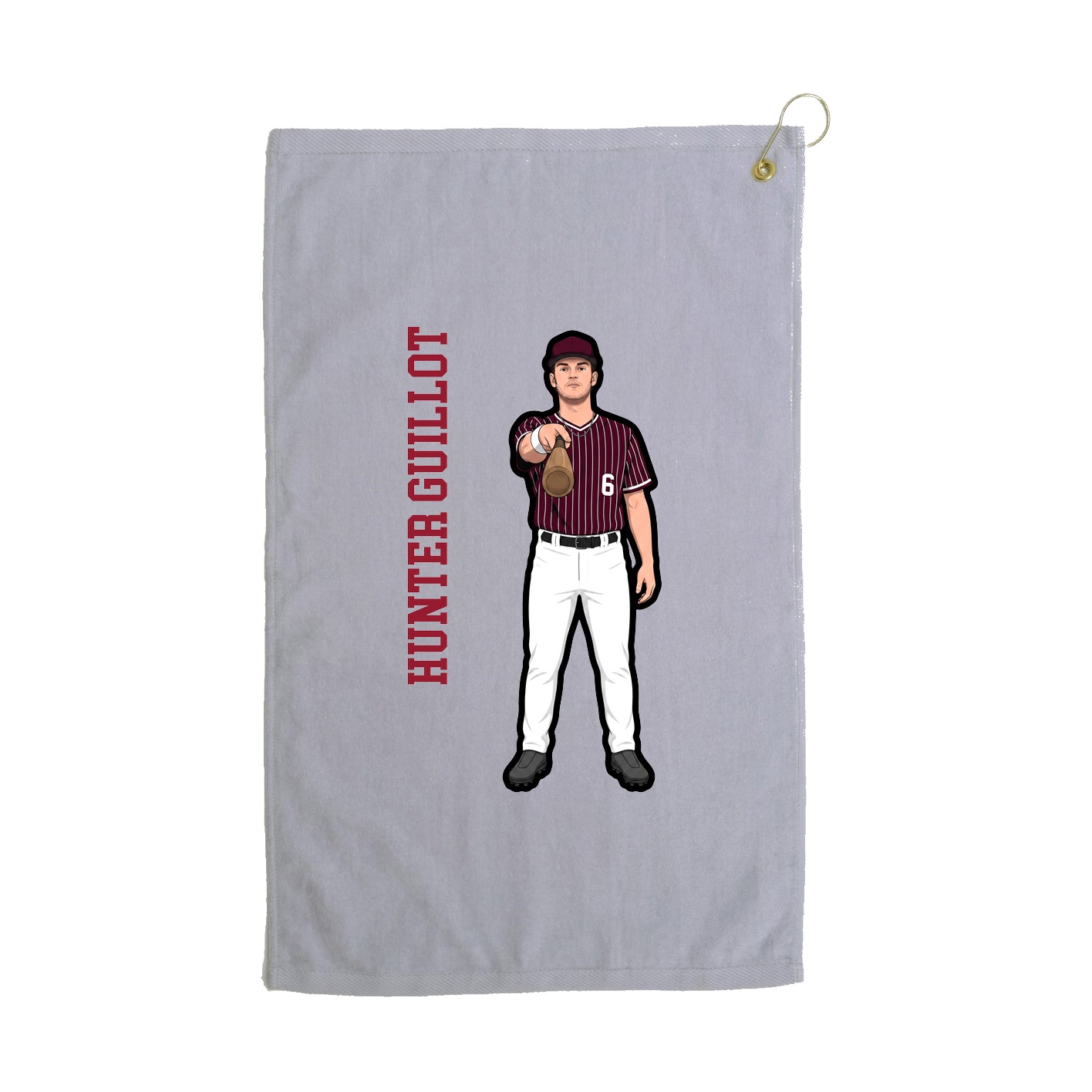 Golf Towel — Name Vertical in Grey