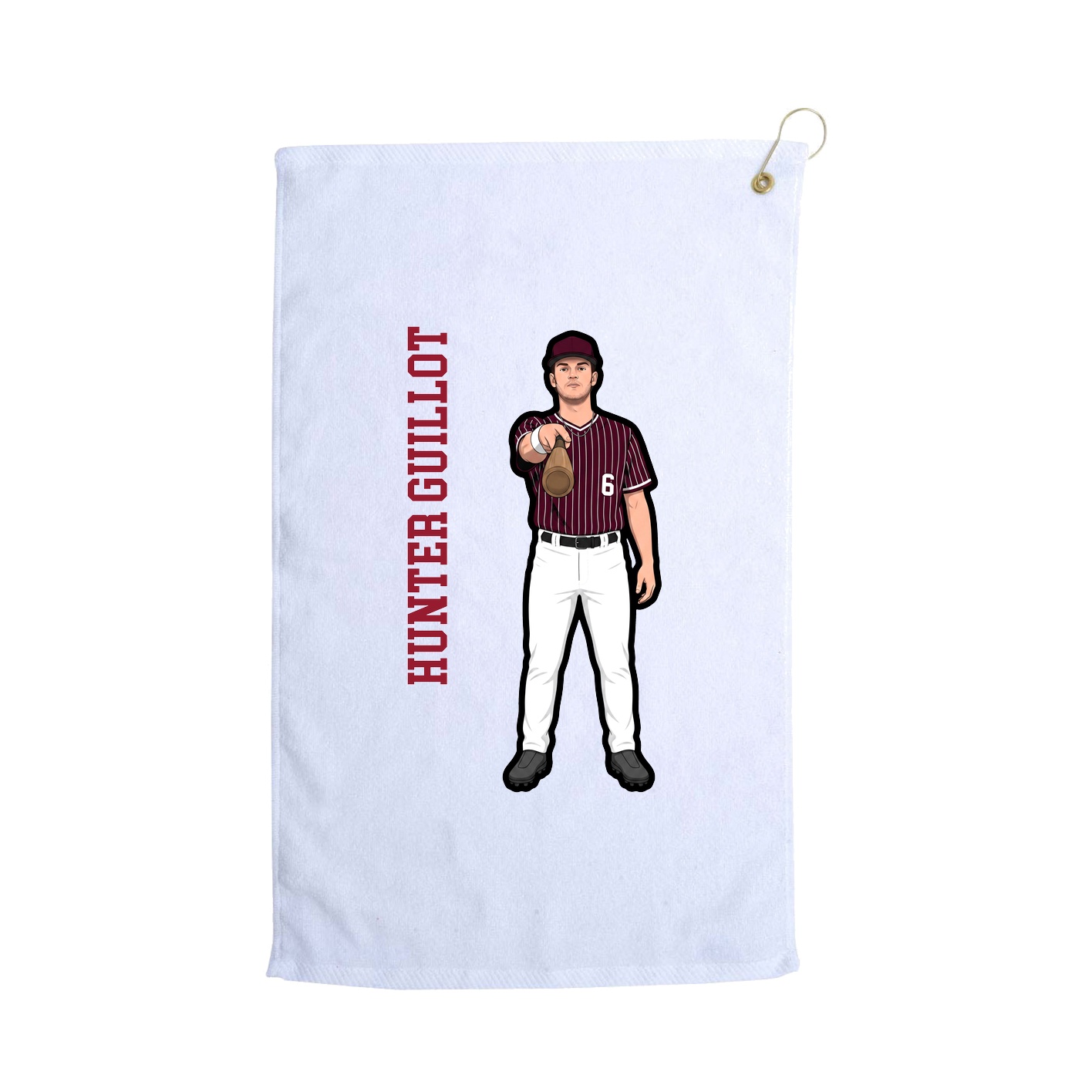 Golf Towel — Name Vertical in White