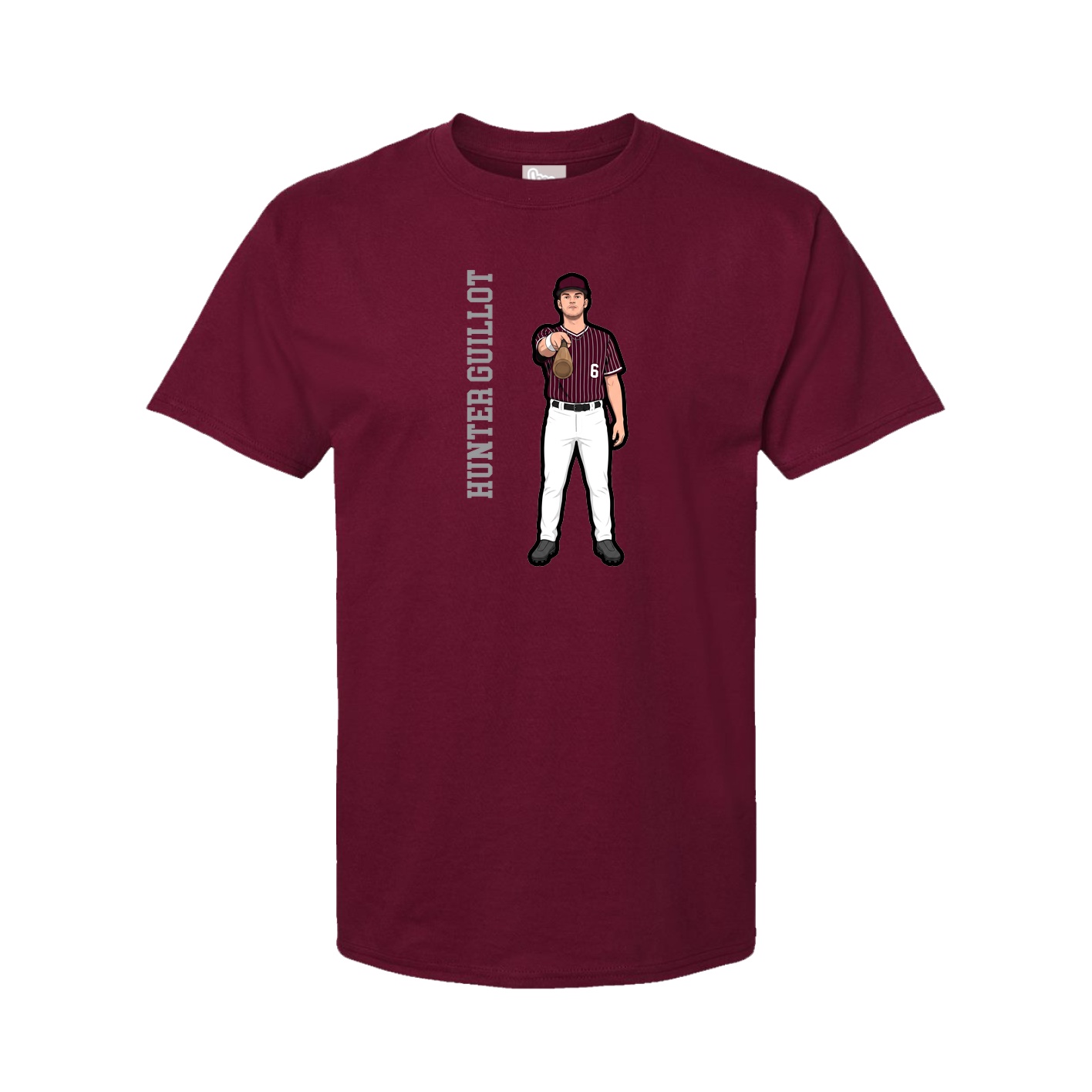 Youth Tee — Name Vertical in Cardinal
