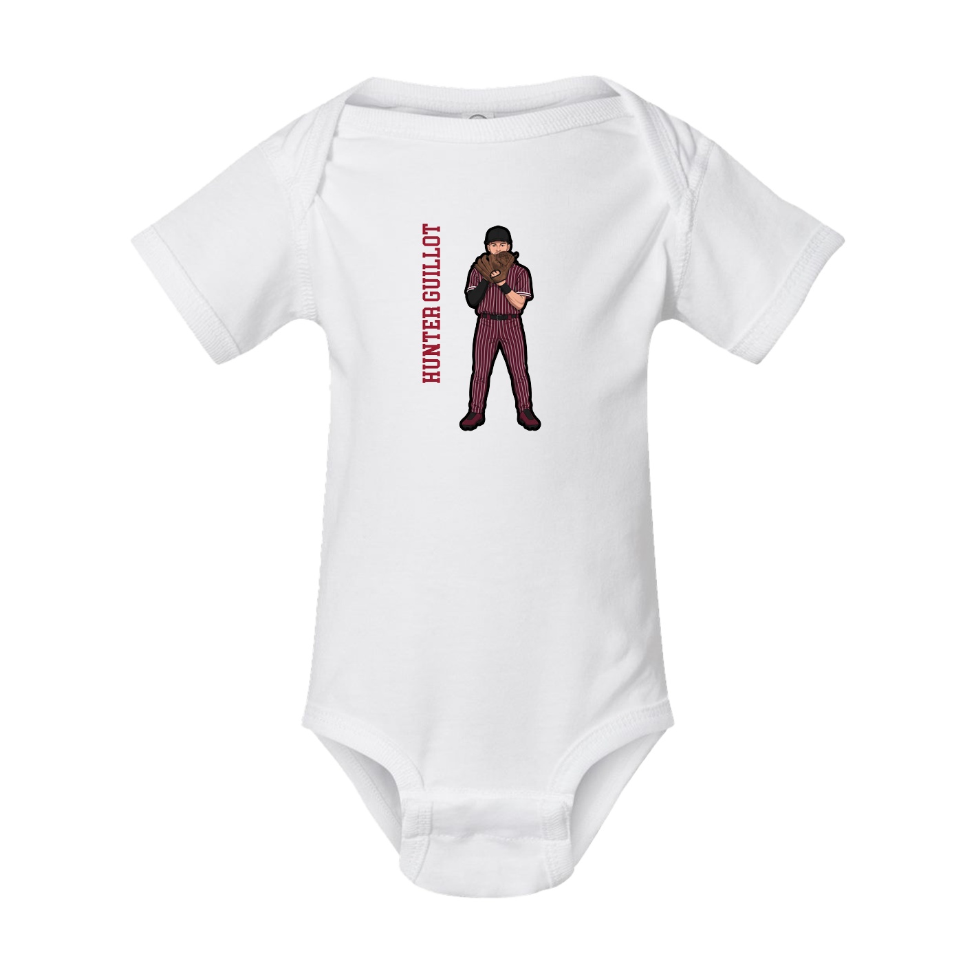 Baby Onesie — Name Vertical in White