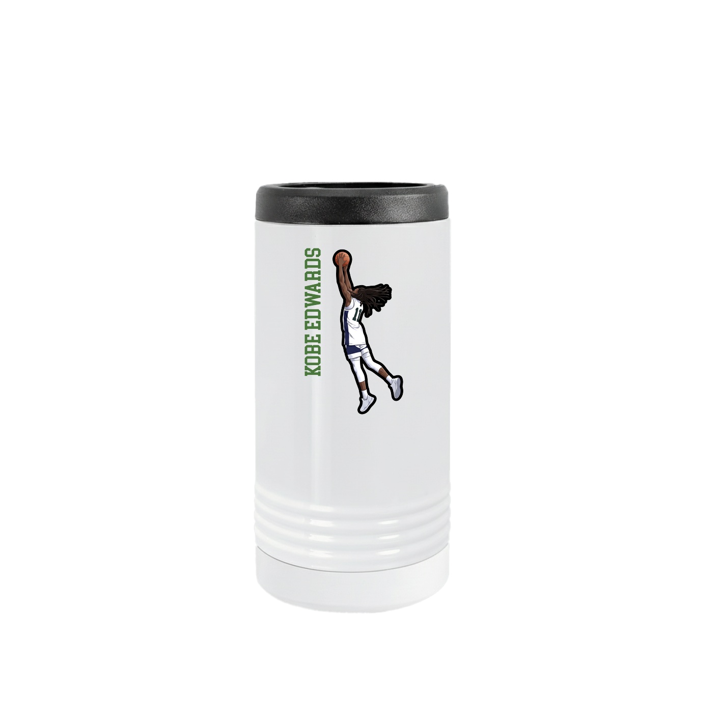 Slim Beverage Holder — Name Vertical in White