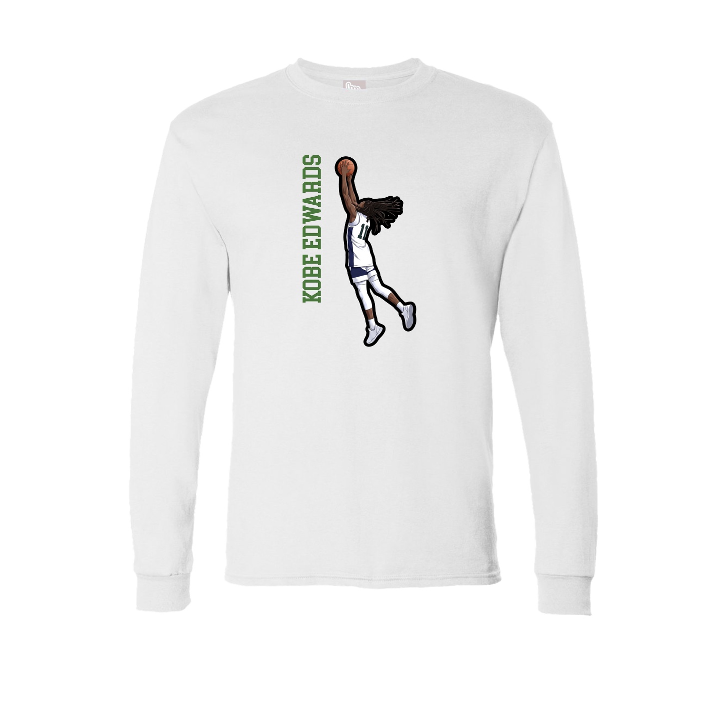 Long Sleeve Tee — Name Vertical in White