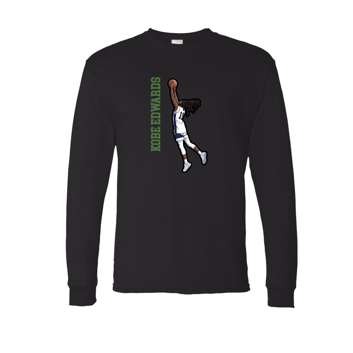 Long Sleeve Tee — Name Vertical in Black