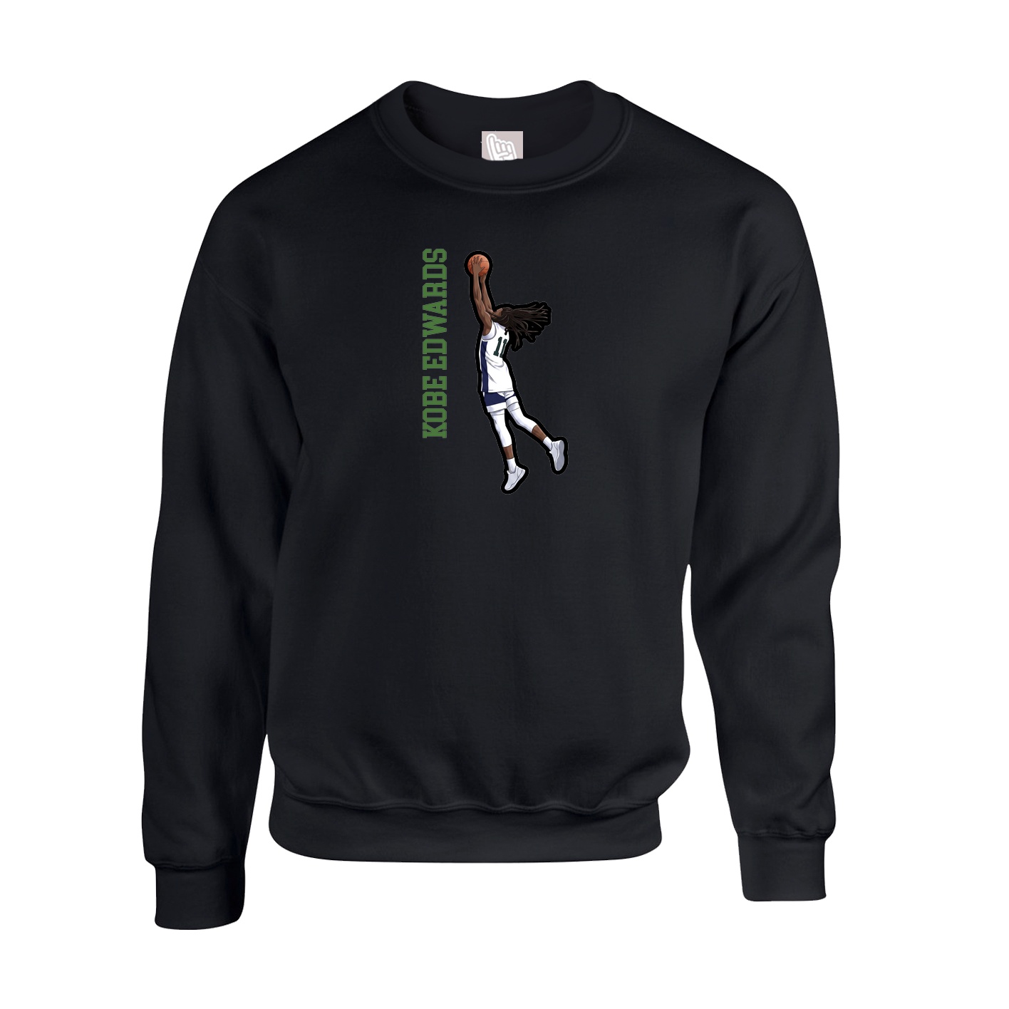Fleece Crew — Name Vertical in Black