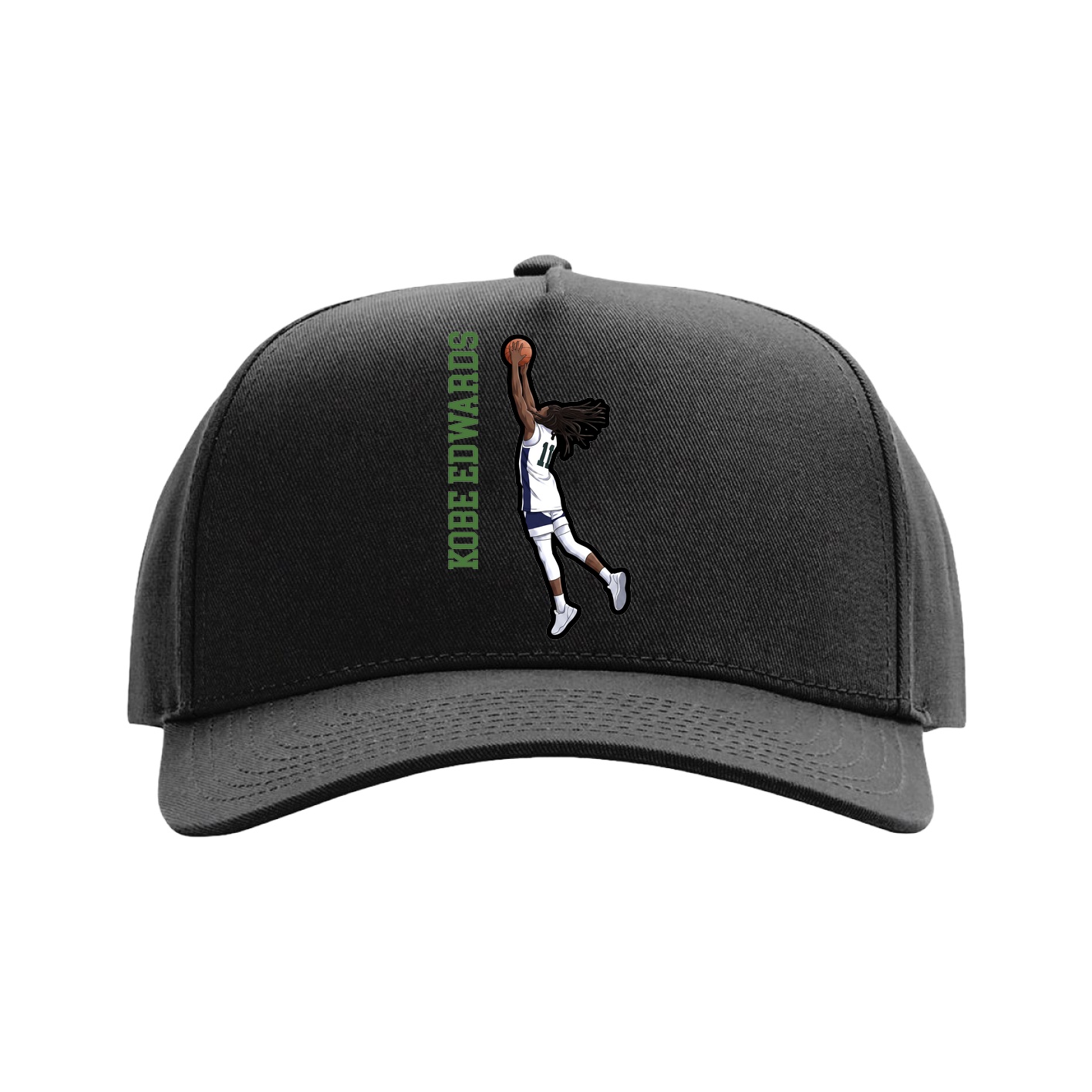 Full Fabric Five-Panel Champ Cap — Name Vertical in Black
