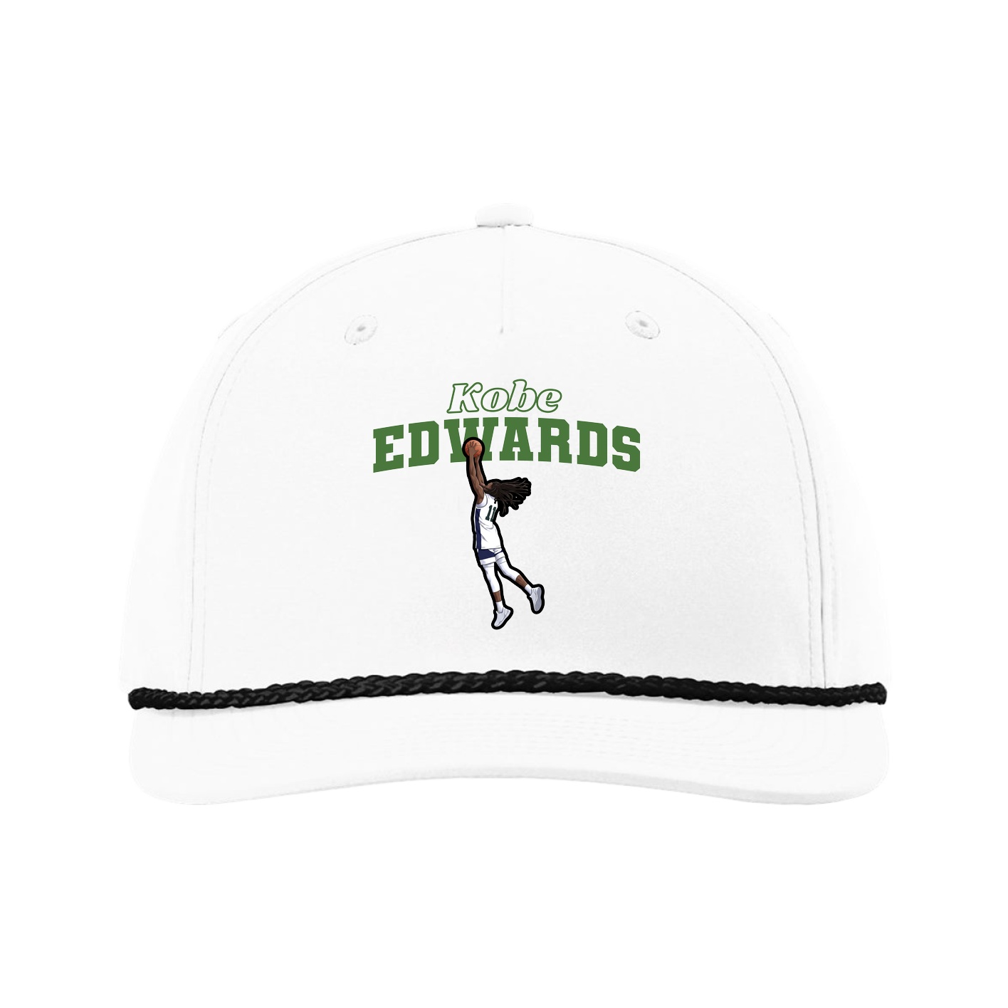 Five-Panel Classic Rope Cap — Name Arch in White
