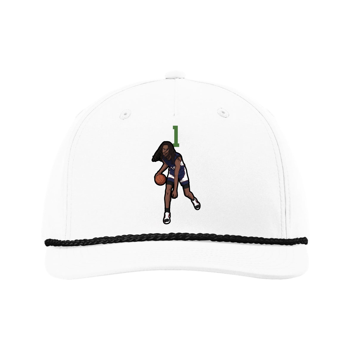 Five-Panel Classic Rope Cap — Number Top in White