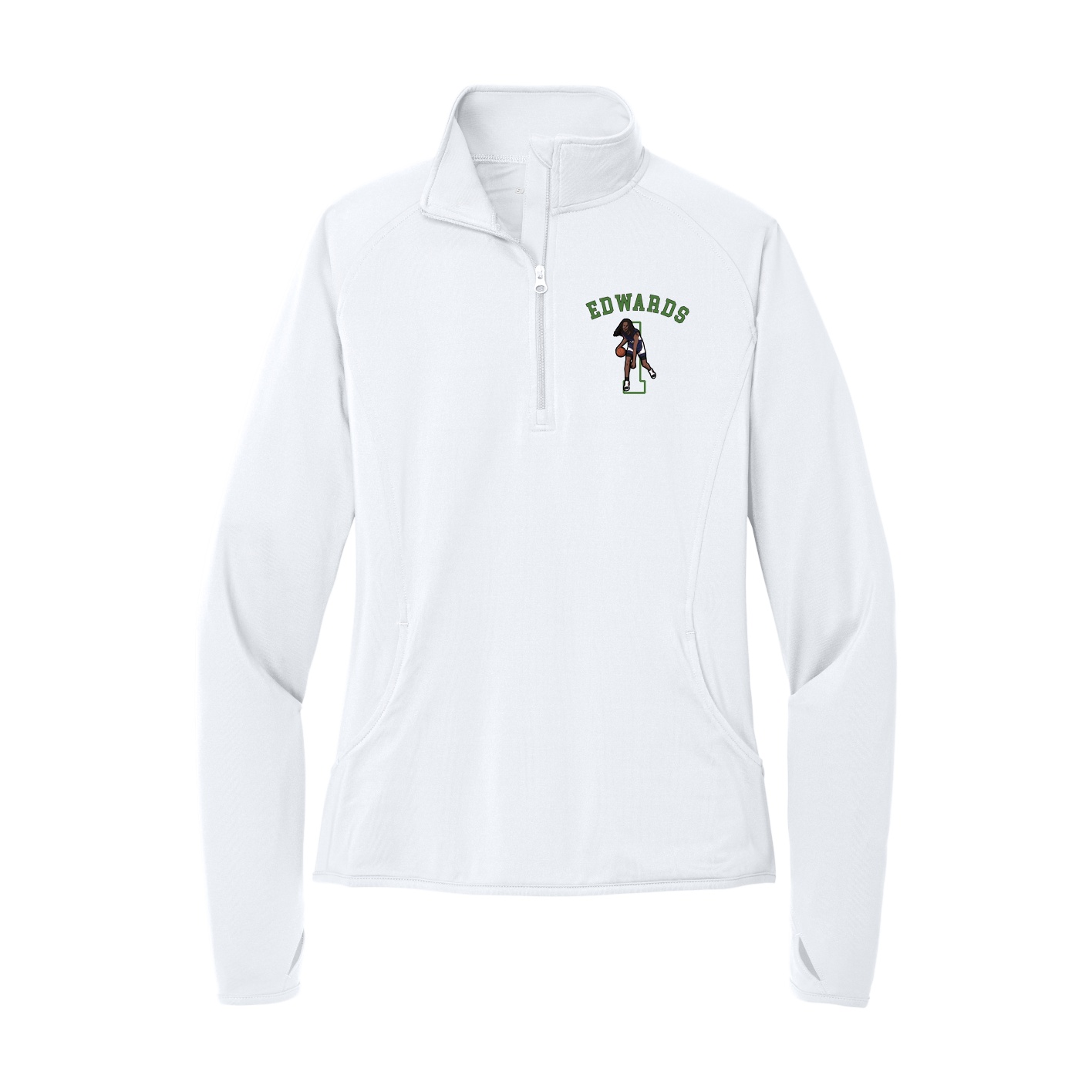 Women's Q-Zip Pullover — Shirsey Arch in White