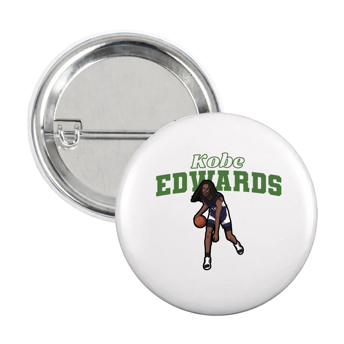 Game Day Button — Name Arch in White