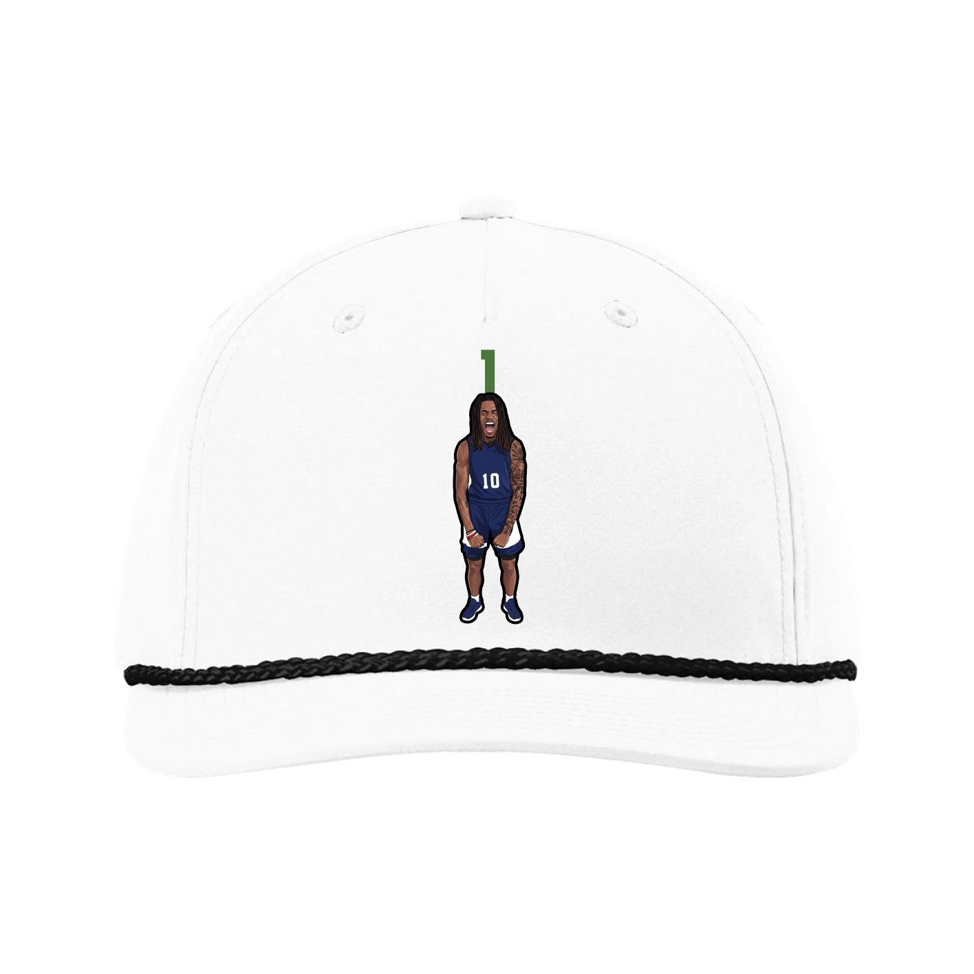 Five-Panel Classic Rope Cap — Number Top in White
